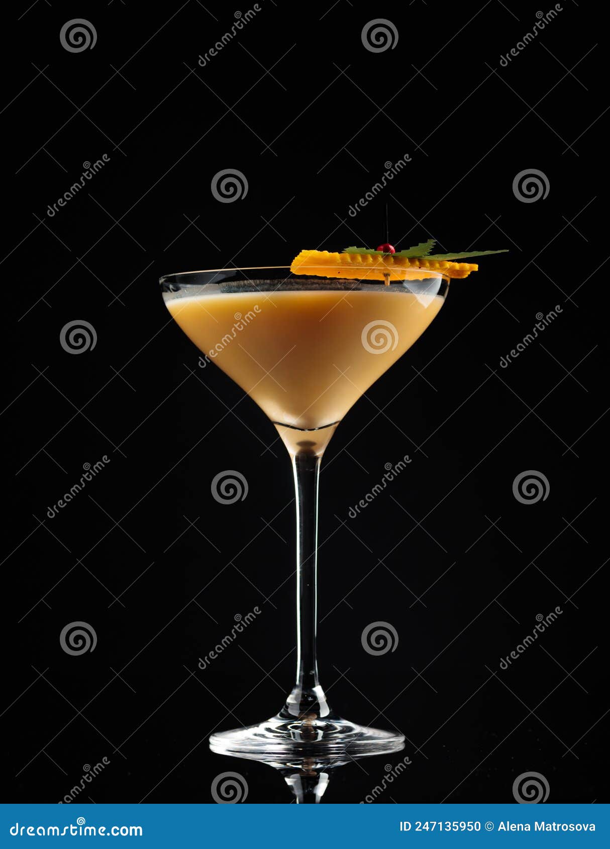 Cocktail in a Glass on a Black Background Stock Photo Image of glass