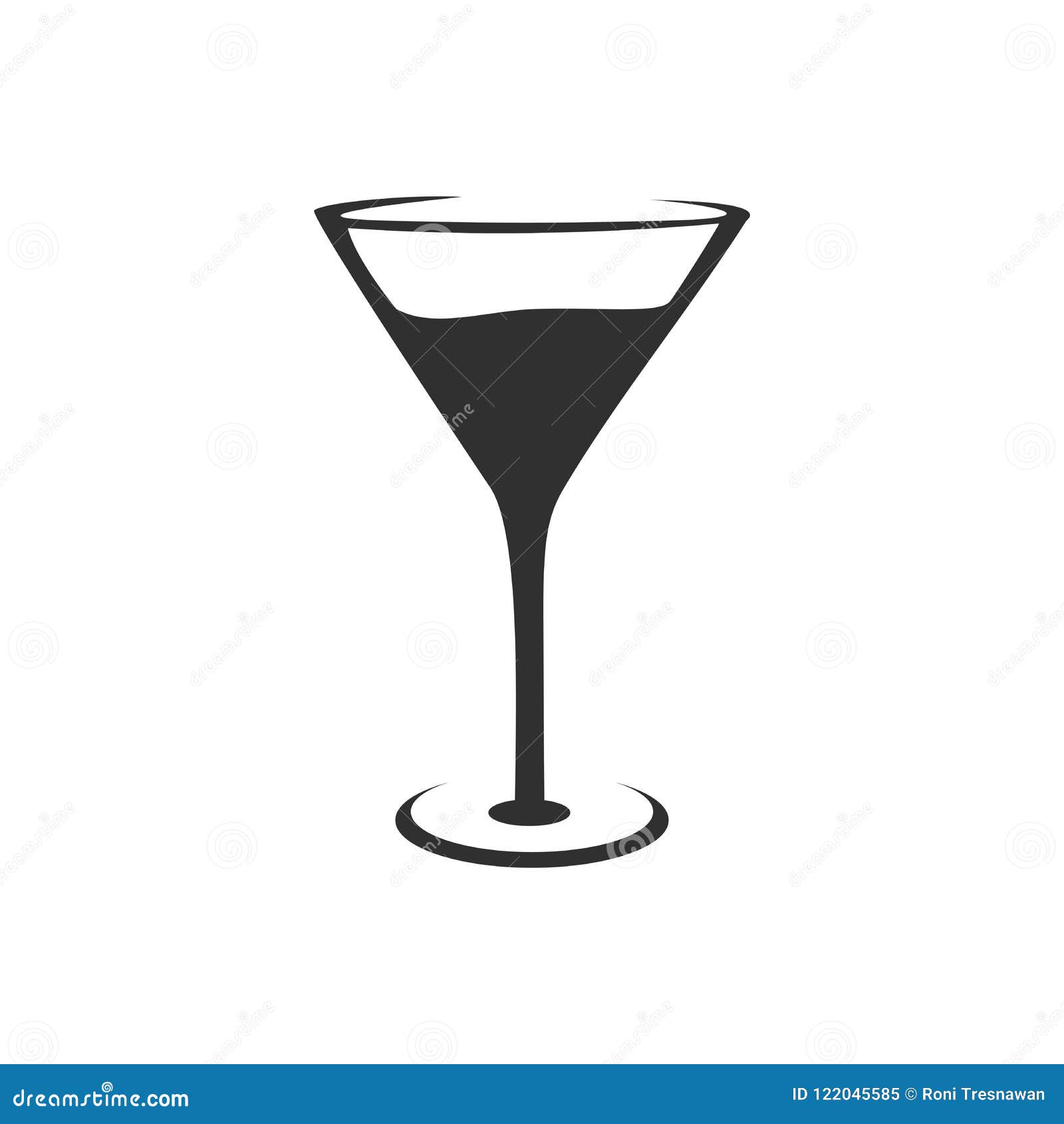 Martini Glass Icon Flat Design Silhouette Stock Vector (Royalty