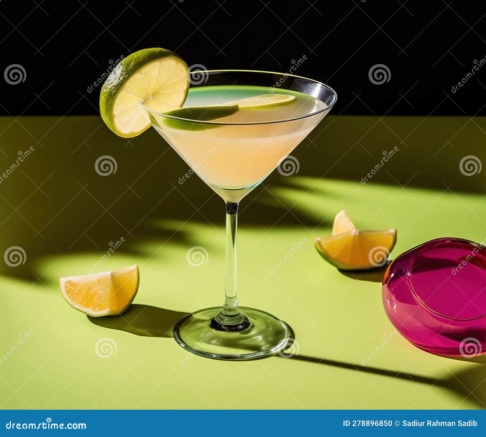 Cocktail with Lime. Delicious Daiquiri with Lime. High Resolution Background Stock Illustration