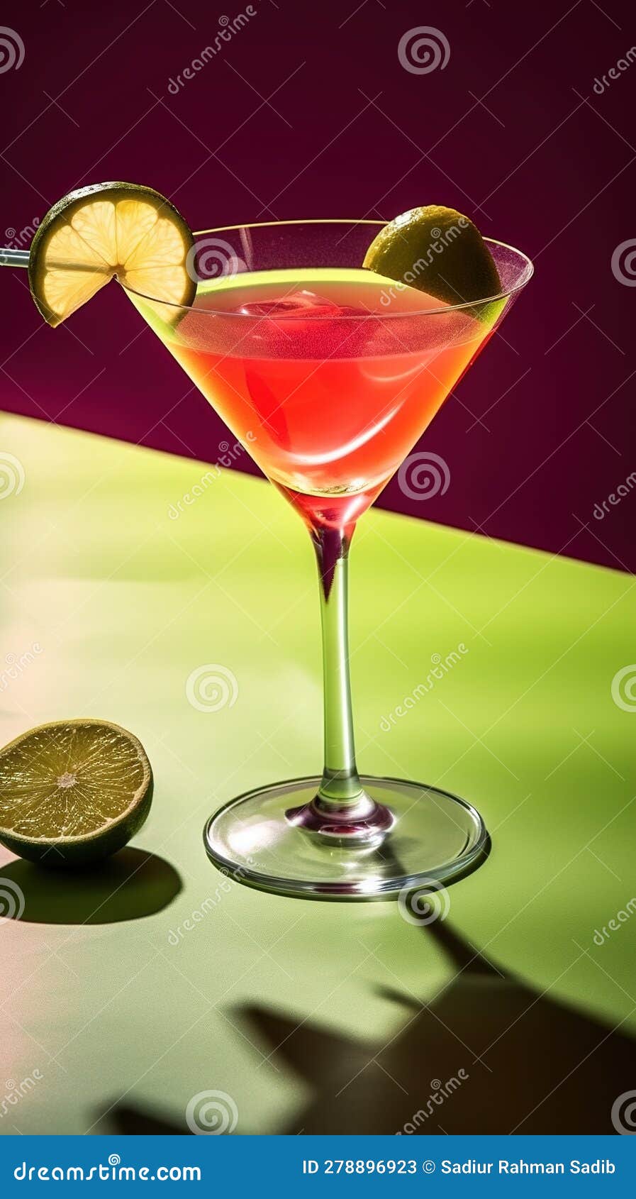 Cocktail with Lime. Delicious Daiquiri with Lime. High Resolution Background Stock Illustration