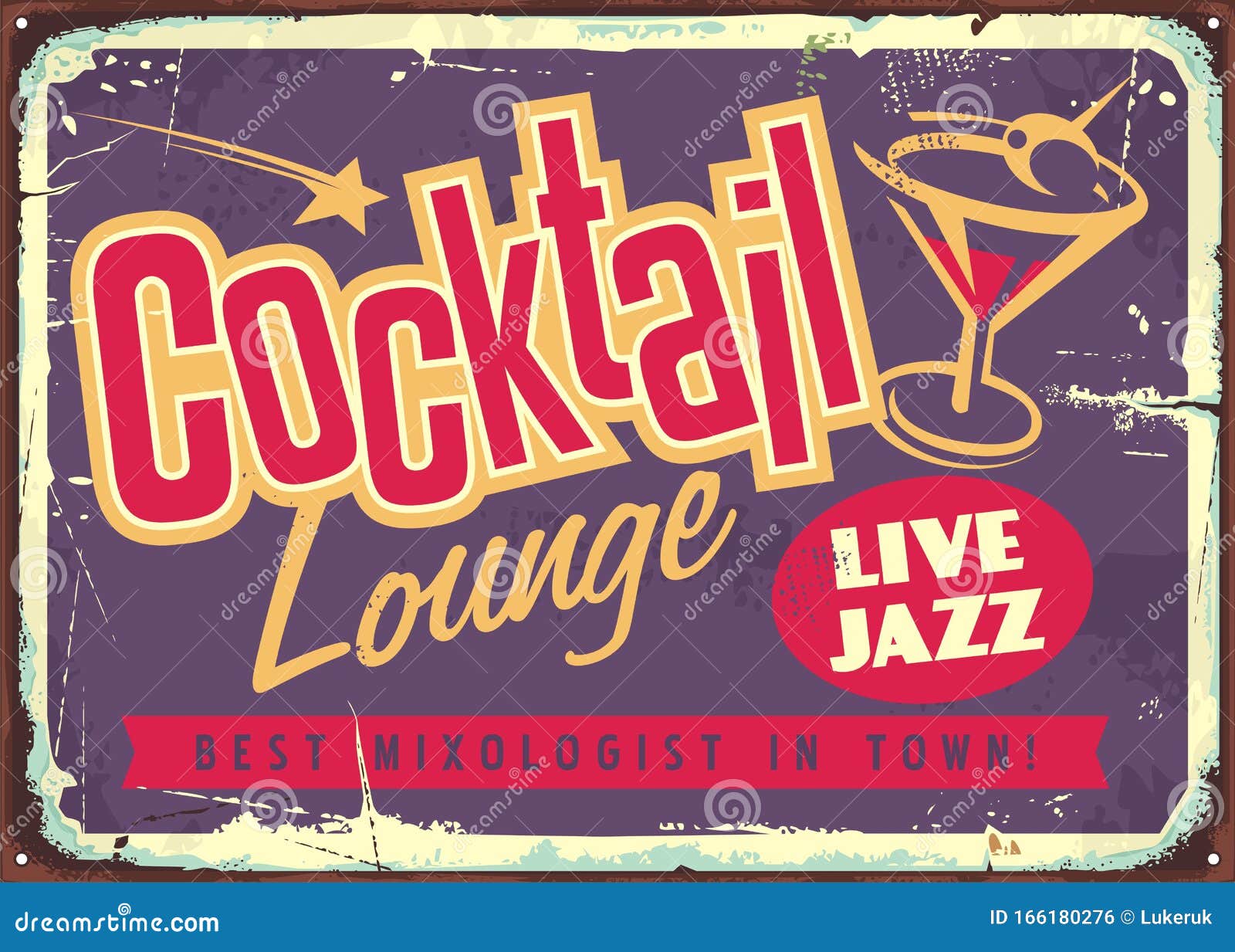 cocktail lounge live jazz vintage colorful sign