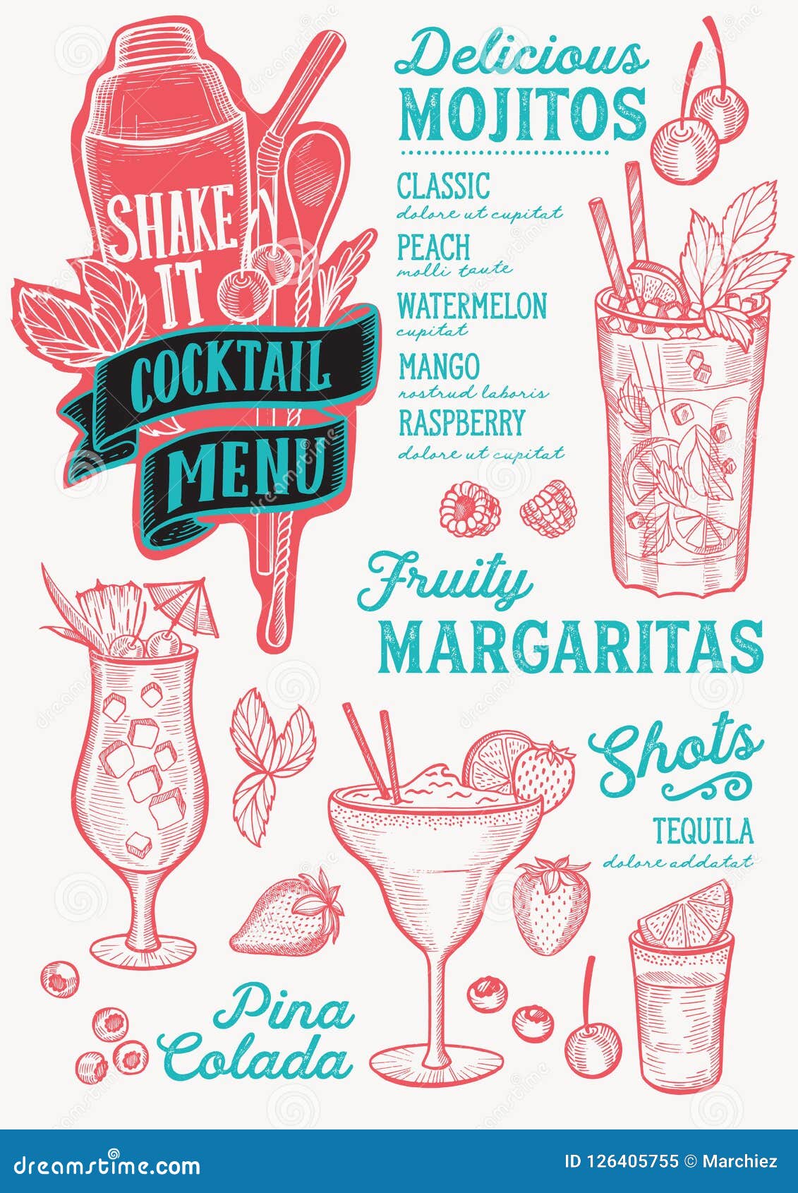Cocktail Menu Template for Restaurant Drink Bar Menu Stock Vector With Regard To Cocktail Menu Template Word Free