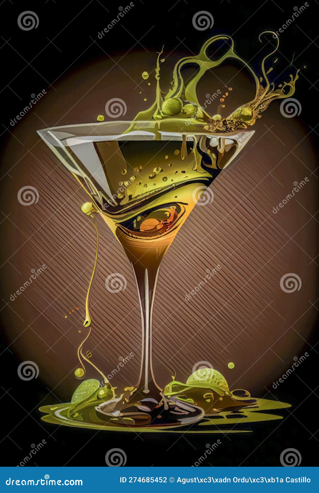Cocktail with Mixed Alcoholic Drinks. Stock Illustration Illustration
