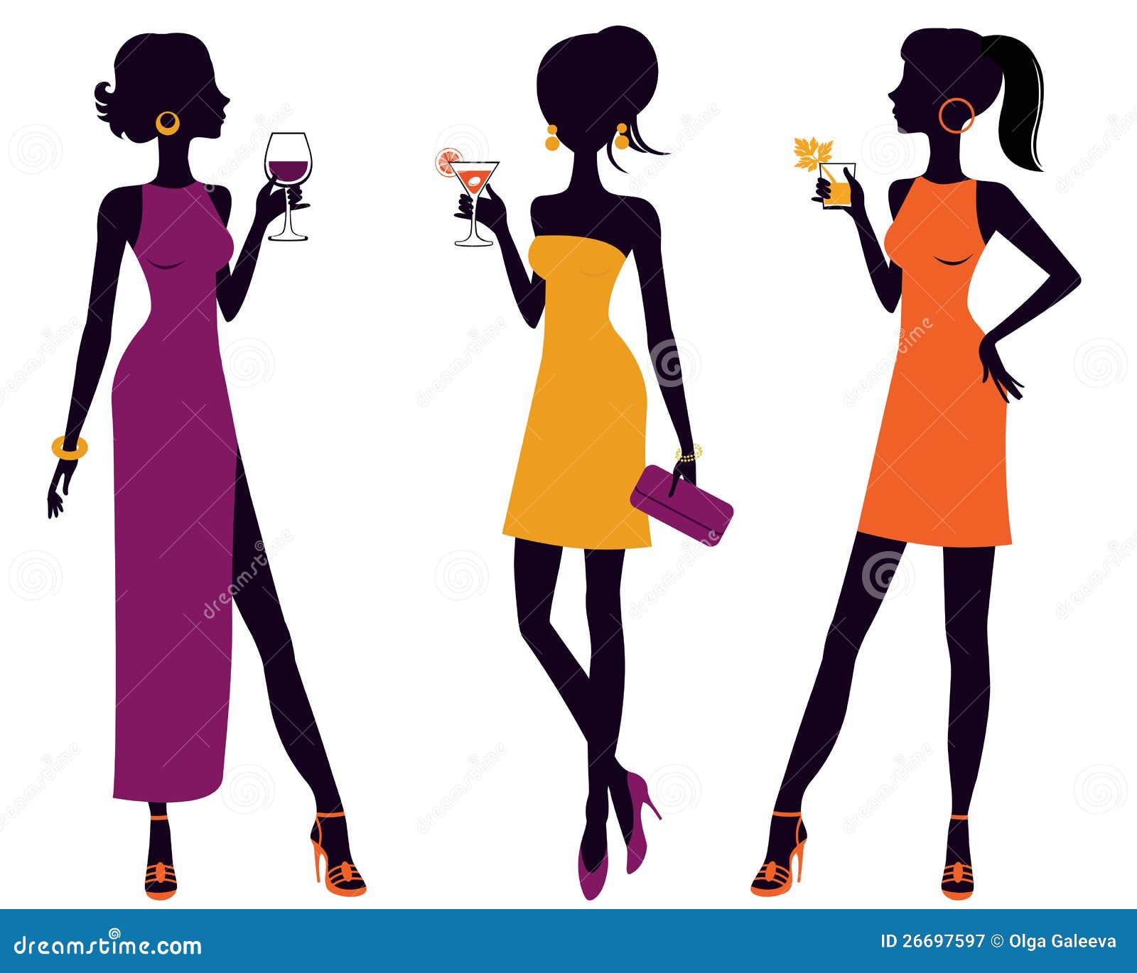 Cocktail party grils stock vector. Illustration of trendy 26697597