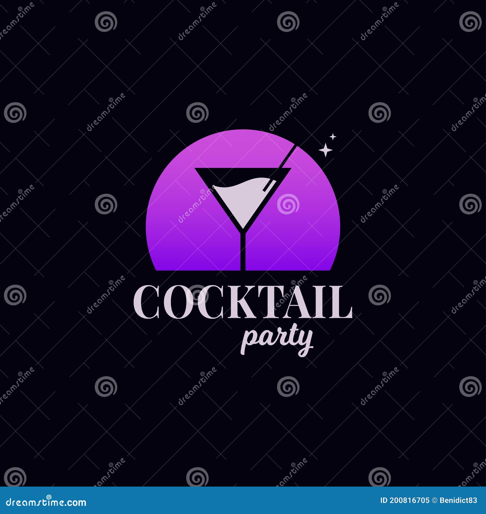 Cocktail Party Logo. Martini Glass on Black Stock Vector Illustration of martini, fresh 200816705