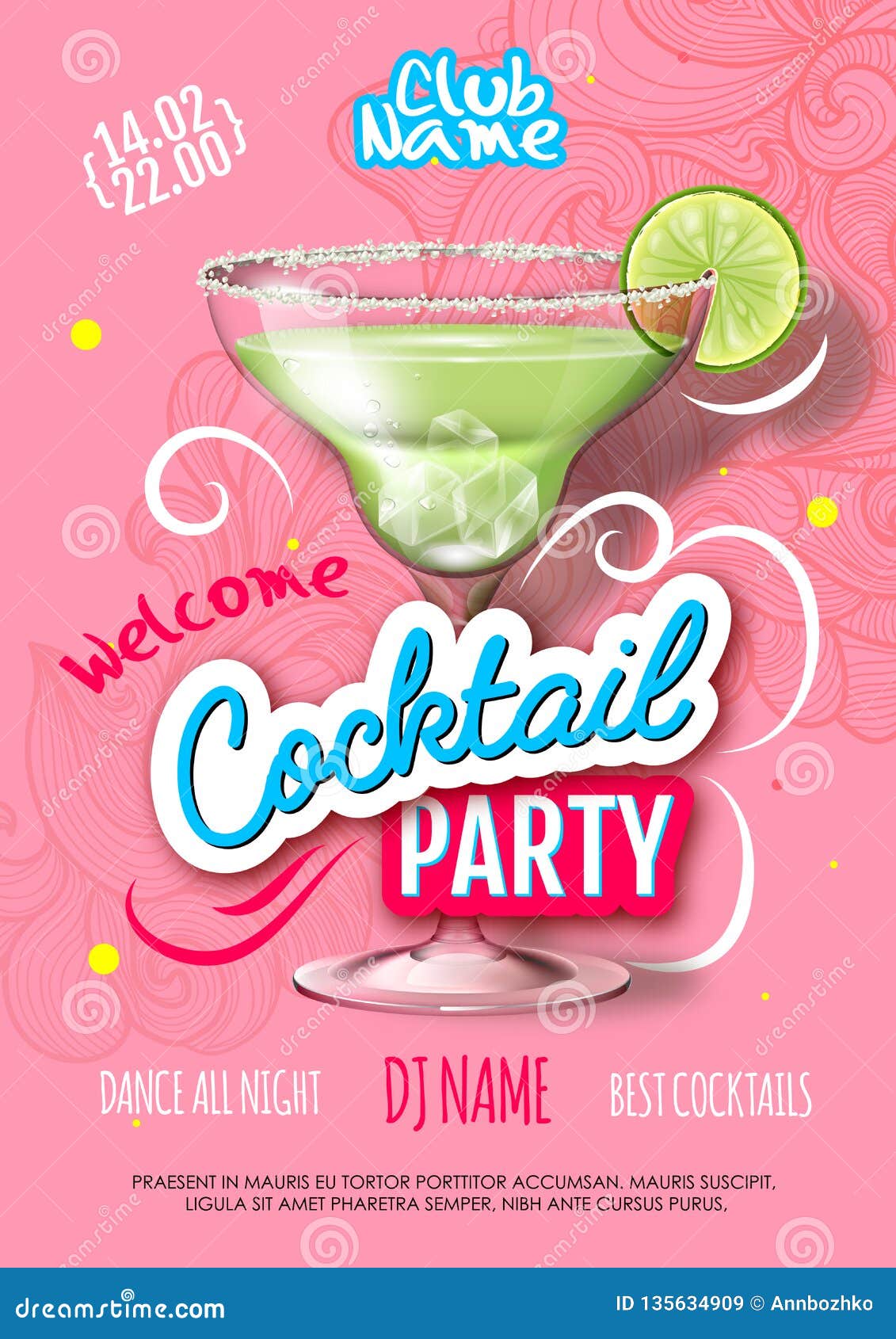 cocktail party poster in eclectic modern style.