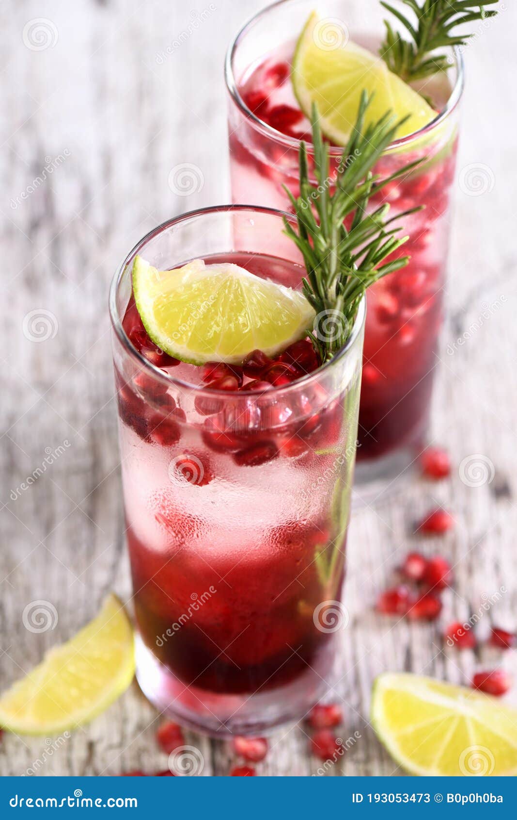 Cocktail Pomegranate with Lime Stock Image Image of mocktail