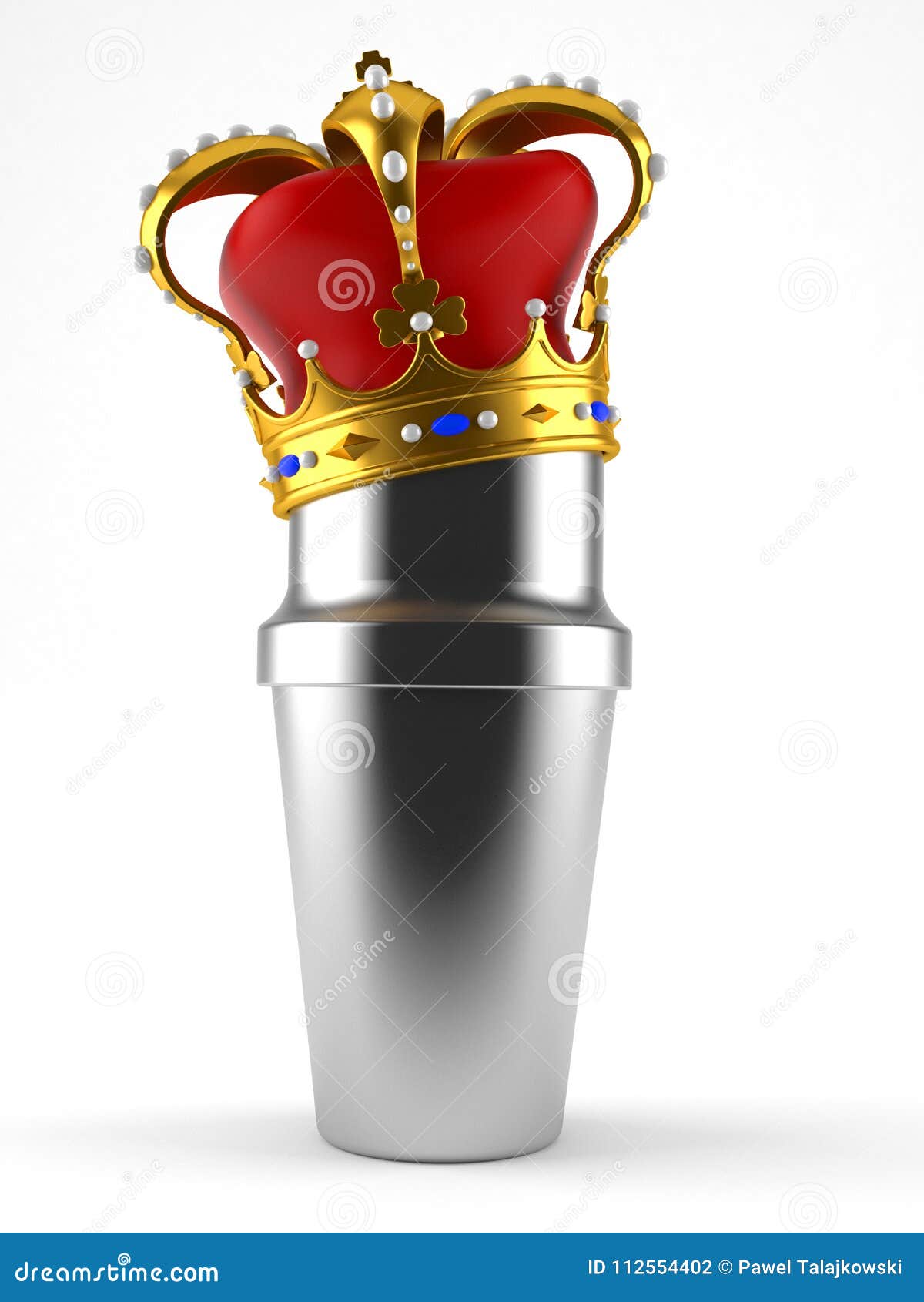 Cocktail shaker with crown stock illustration. Illustration of golden