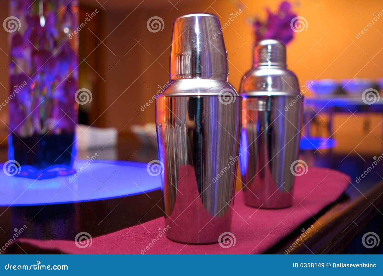 Cocktail Shakers in an Upscale Bar Stock Image Image of classic