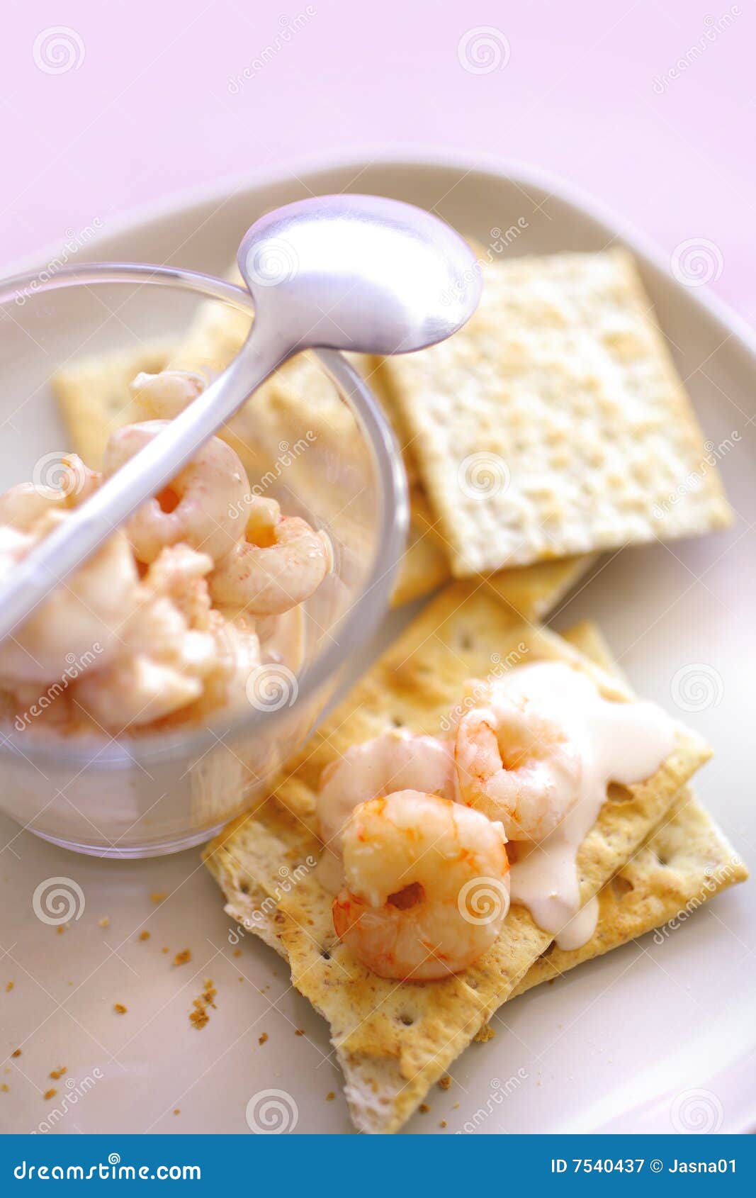 Cocktail Shrimps on Crackers Stock Image Image of party, tasty 7540437