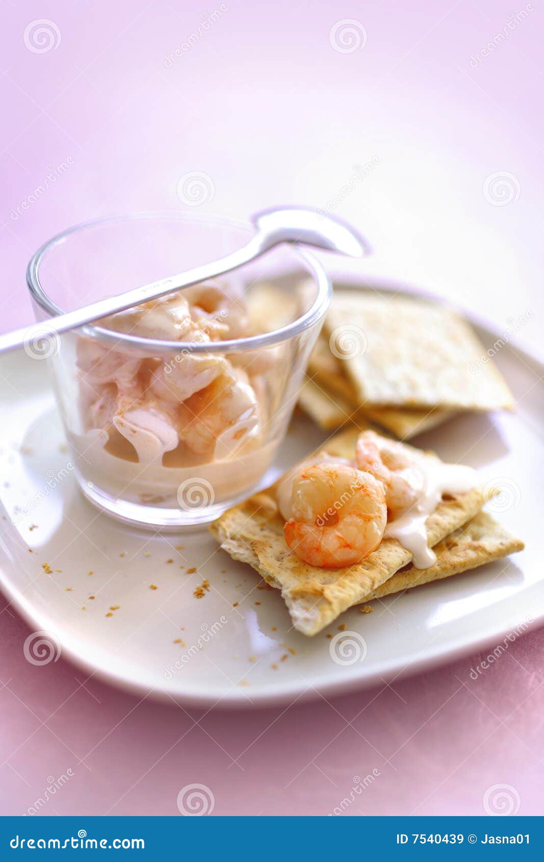 Cocktail Shrimps on Crackers Stock Image Image of small, enclosure