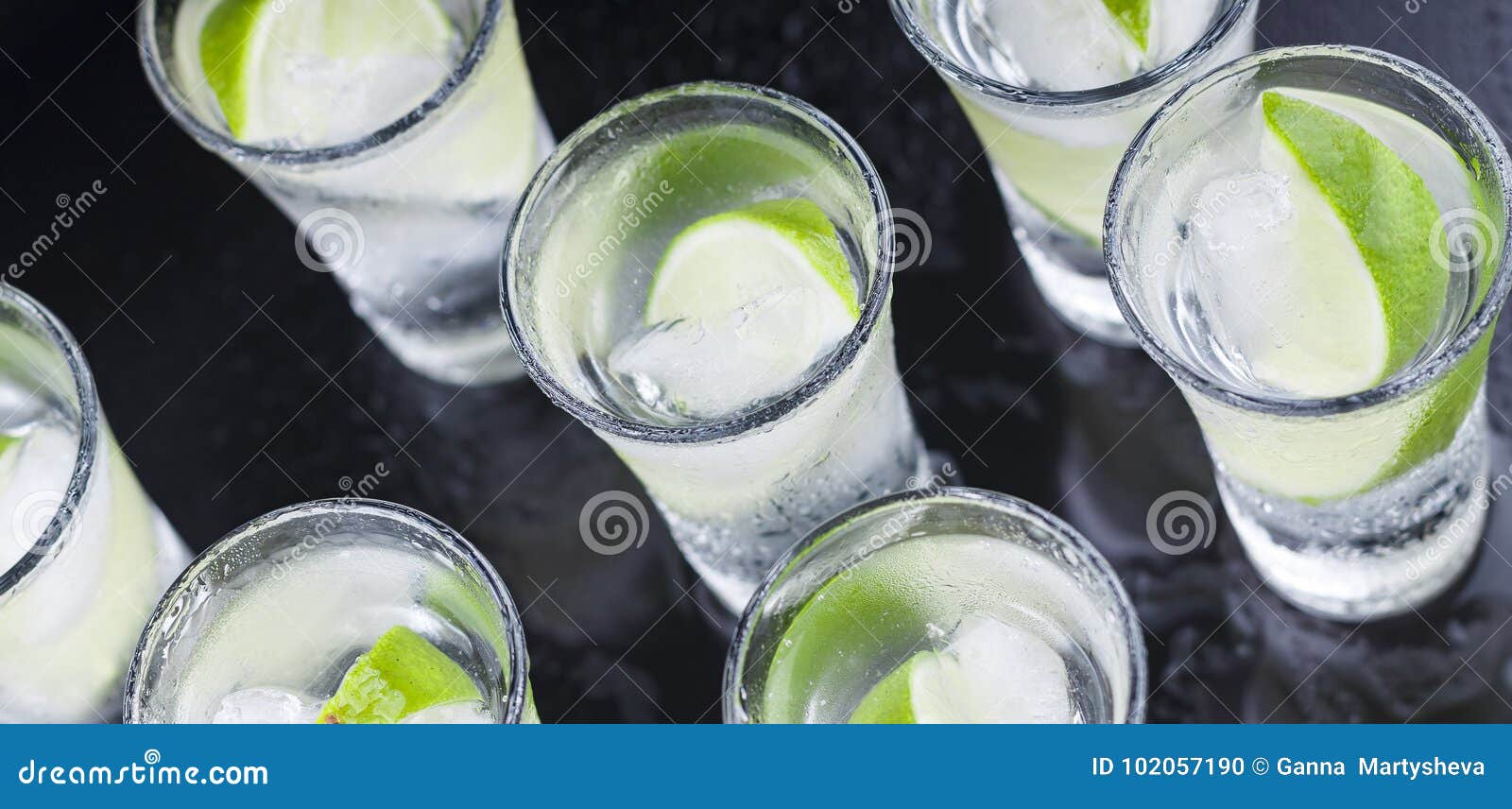 Cocktail. Vodka, Gin, Tequila with Lime Stock Photo Image of glass