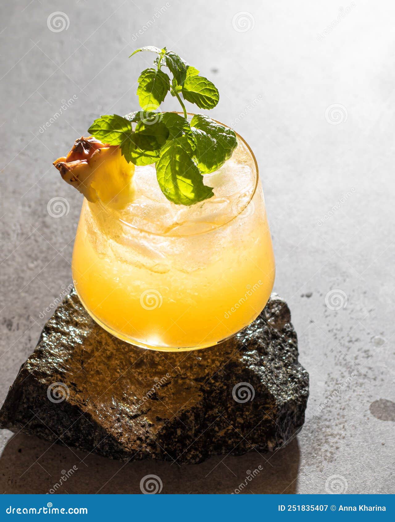 Cocktail with White Rum and Pineapple. Closeup Stock Image Image of