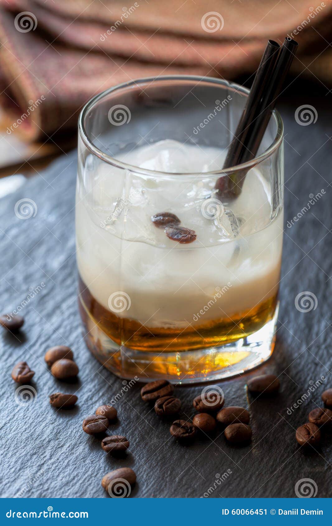 Cocktail White Russian with Vodka, Coffe, Liqueur, Cream Stock Image