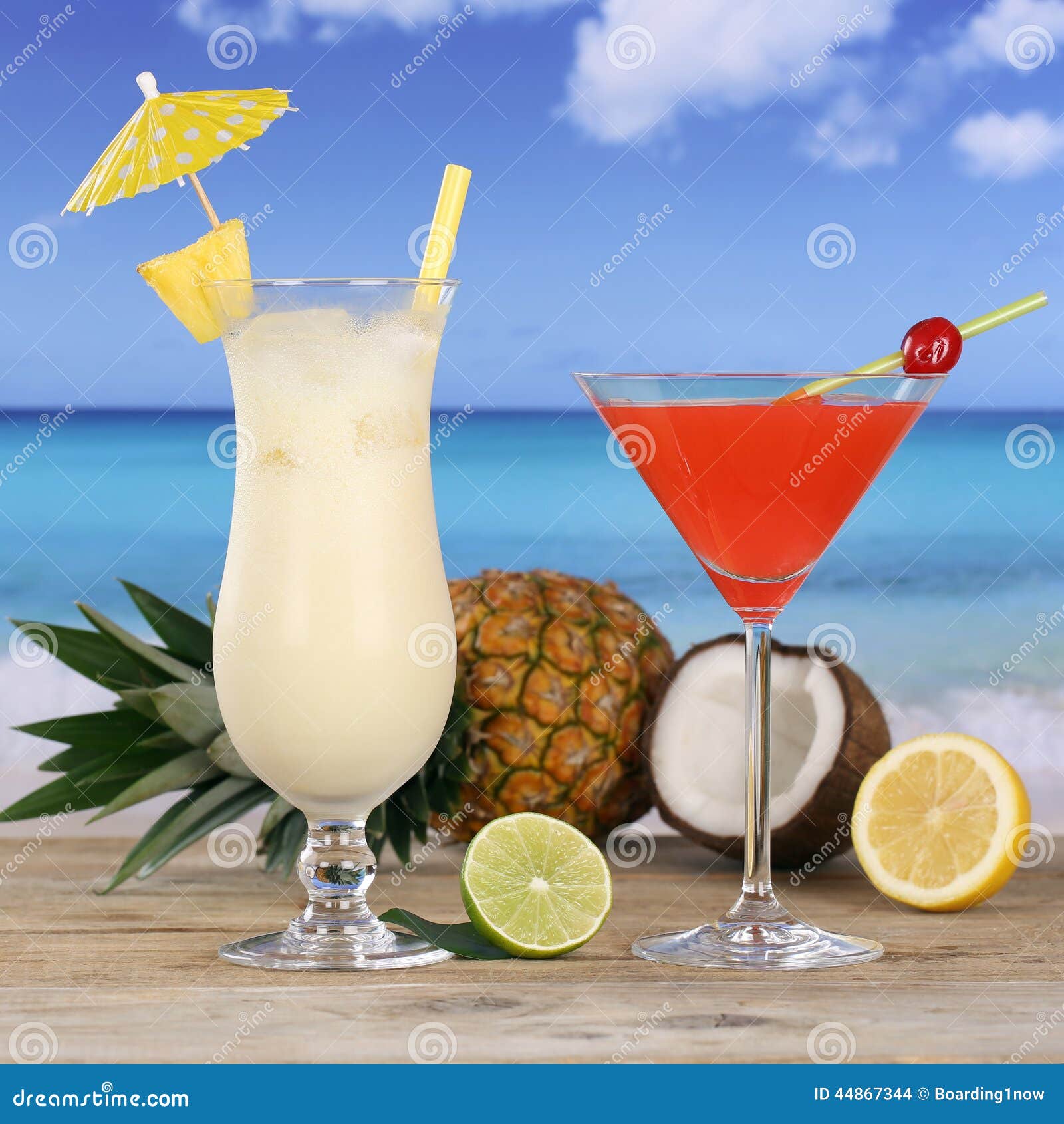 Cocktails and Alcohol Drinks on the Beach Stock Photo Image of colada