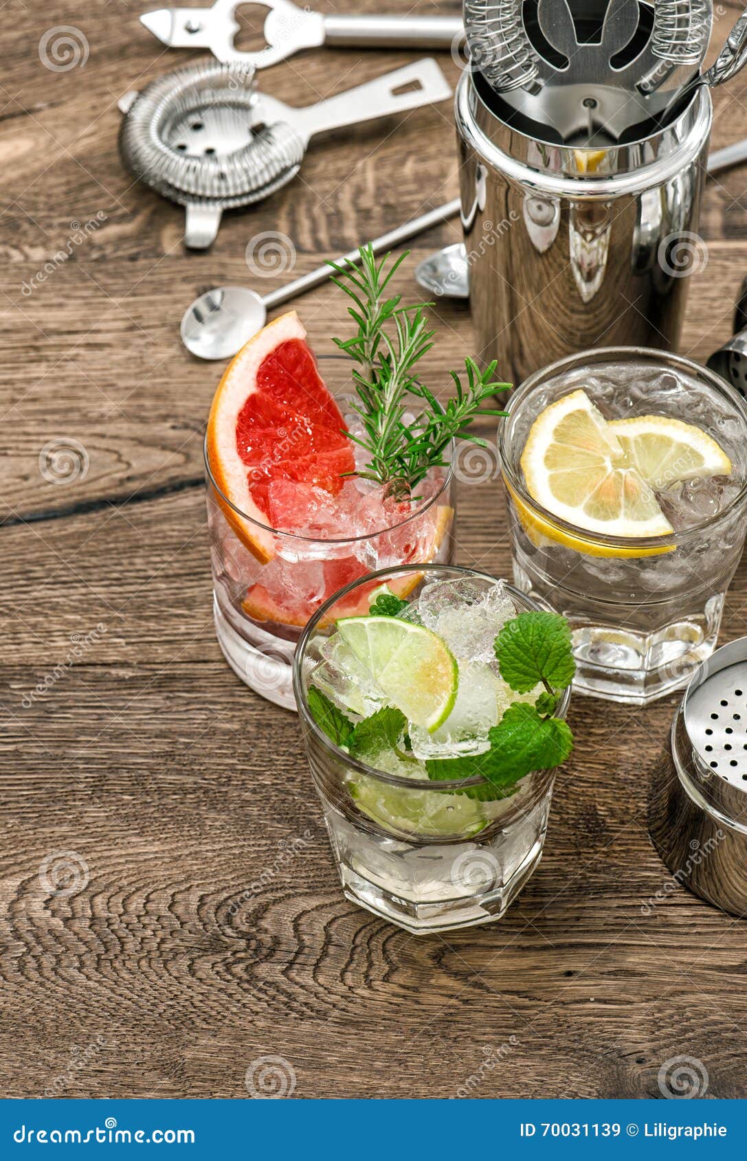 Cocktails Fruit Decoration. Bar Drinks Food Beverages Stock Image