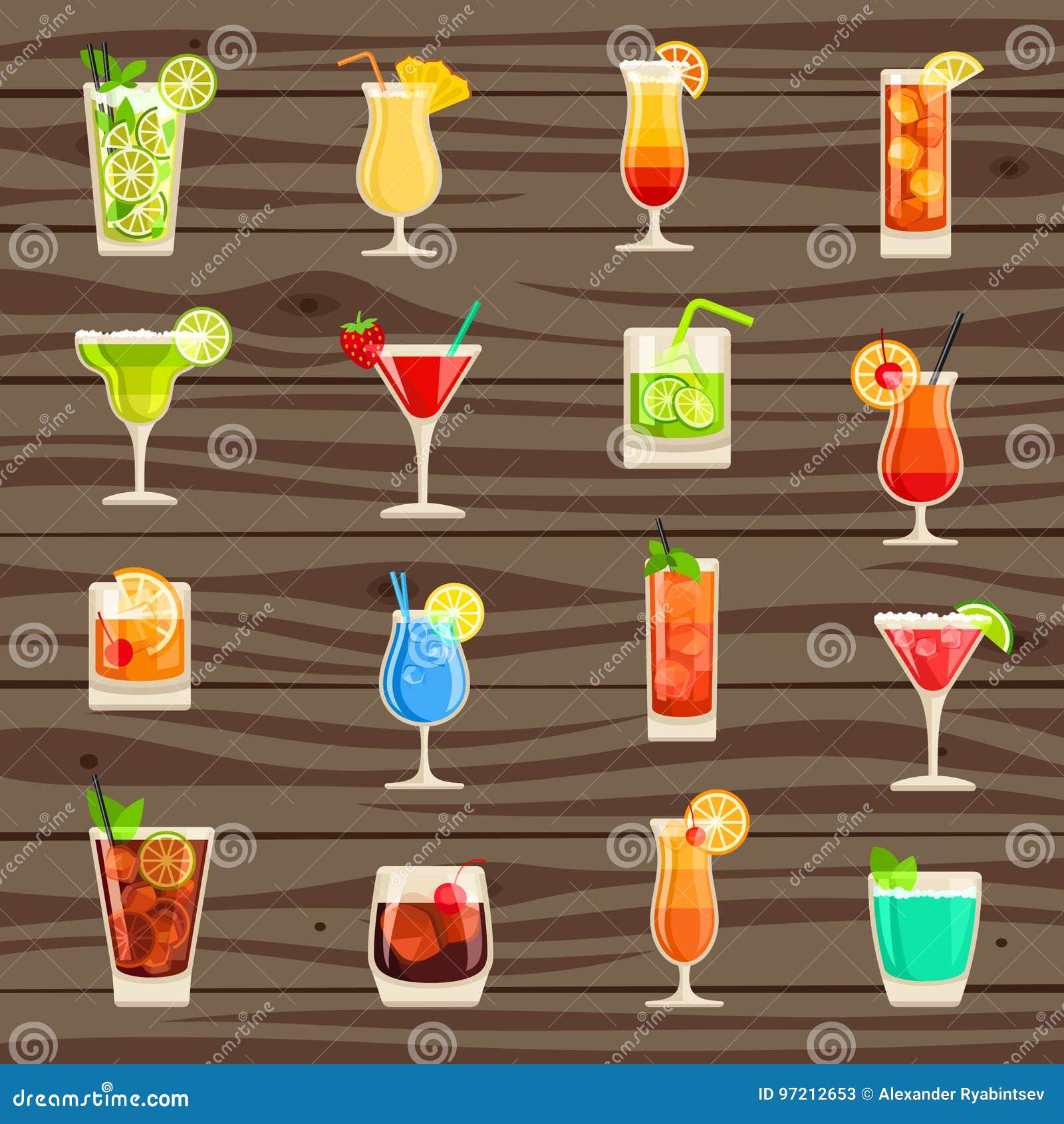 Cocktails icon set stock vector. Illustration of lagoon 97212653