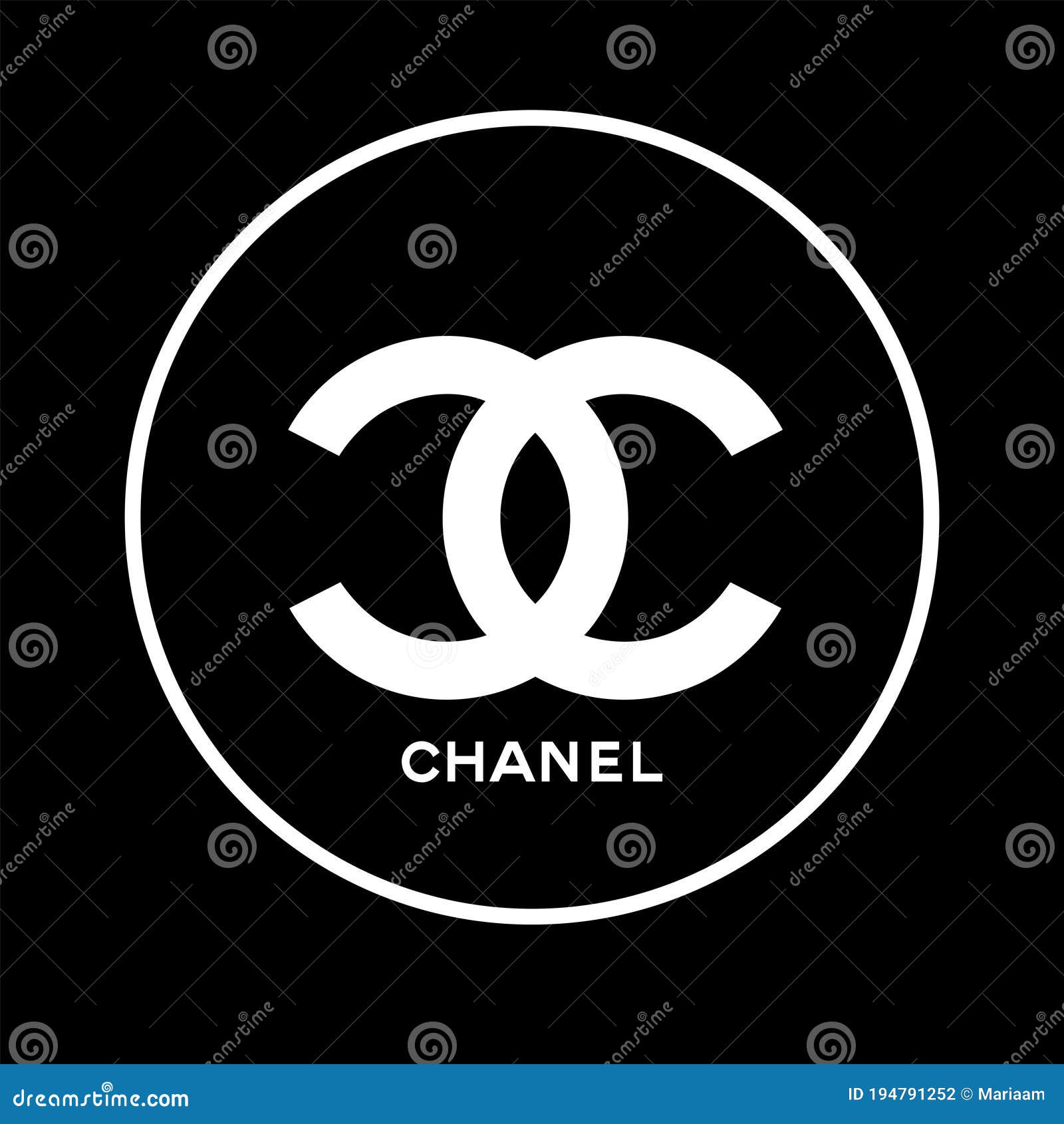 Coco Chanel. The Popular Chanel Logo In White Over Black Background.  Editorial Photography - Illustration Of Jewelry, Coco: 194791252