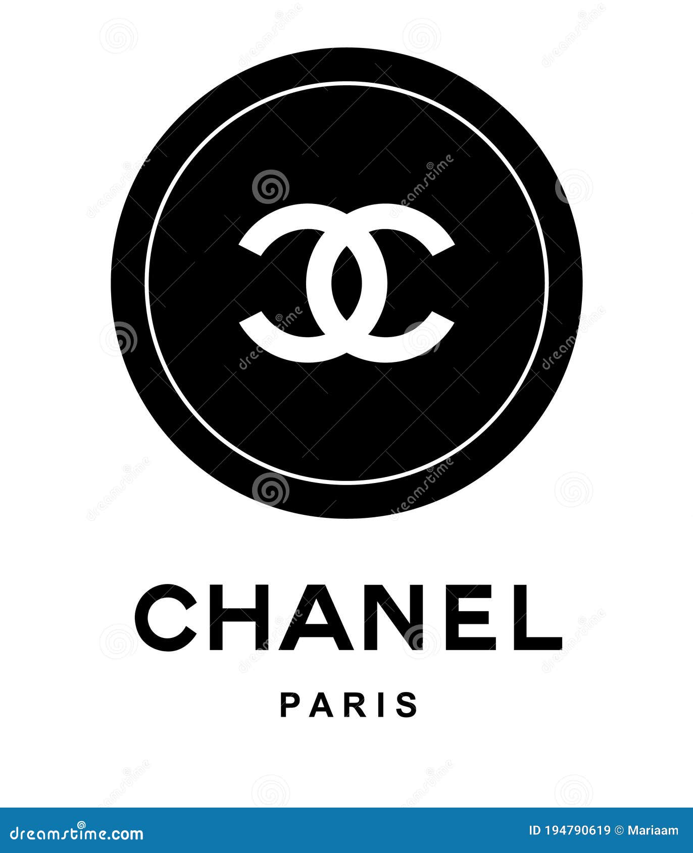 Coco Chanel Paris. Ronde Knop Met Chanel Logo Boven Wit. Schoon Ontwerp ...