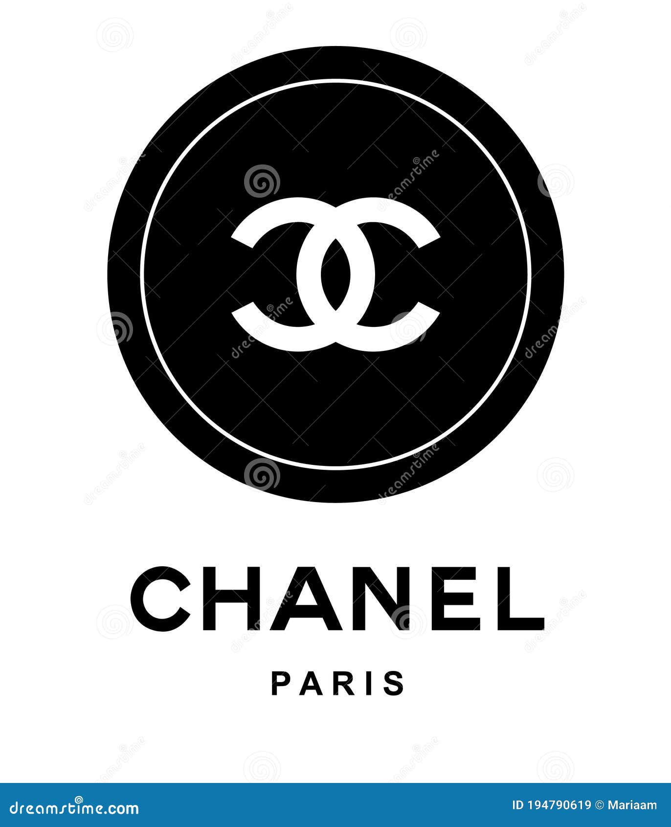 Coco Chanel Paris. Round Button with Chanel Logo Over White. Clean Design.  Editorial Stock Image - Illustration of paris, background: 194790619