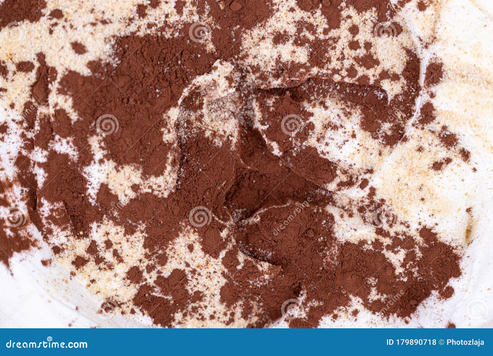 Cocoa Powder on the Sugar and Whipped Cream Stock Photo Image of dessert, sugar 179890718