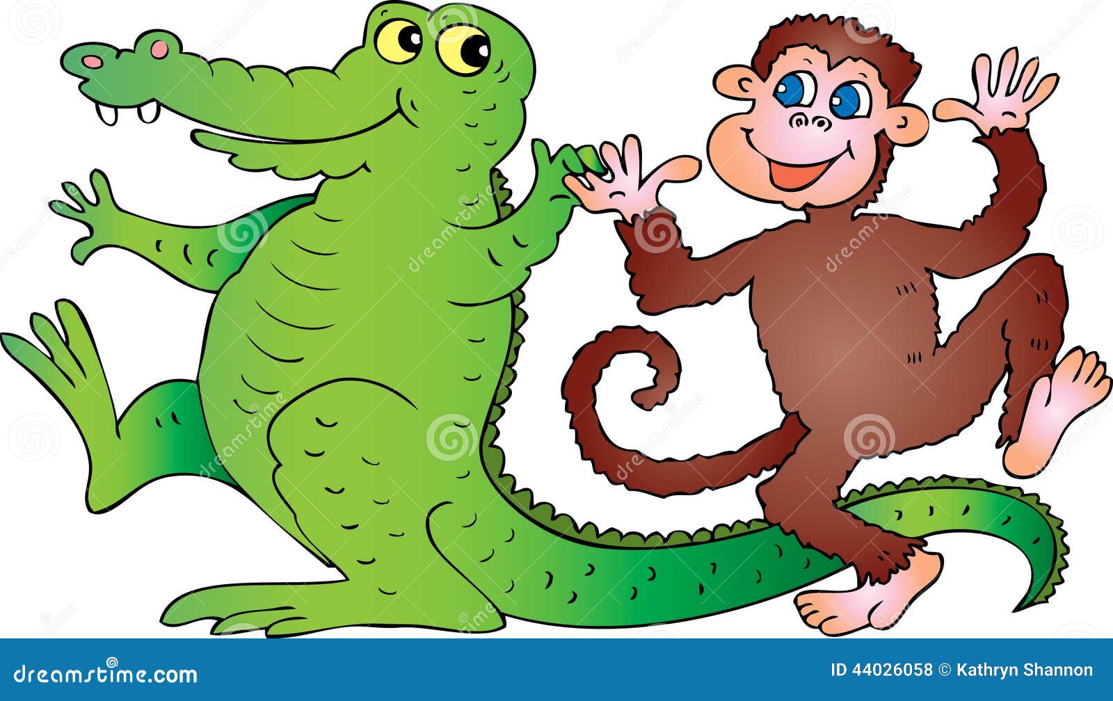 Cocodrilo y mono ilustración del vector. Ilustración de mono - 44026058