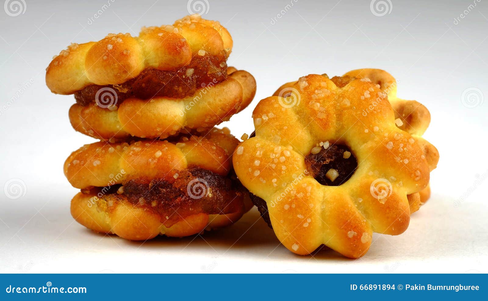 Coconut Biscuit with Pineapple Jam Stock Photo Image of bread