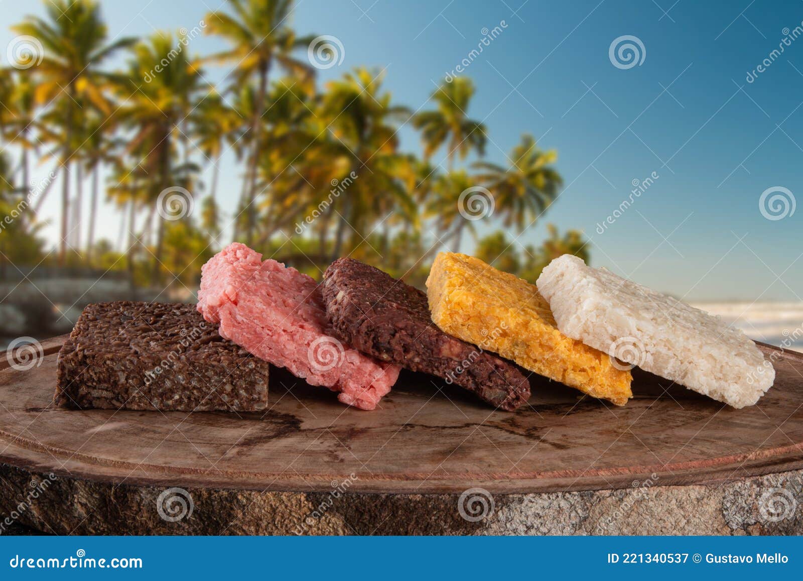 Coconut Candy Coconut, Brazilian Sweet with Coconut Trees in the