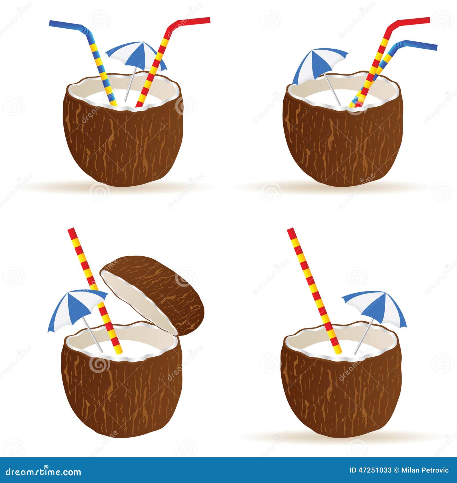 Coconut Cocktail Art Color Vector Stock Vector Illustration of