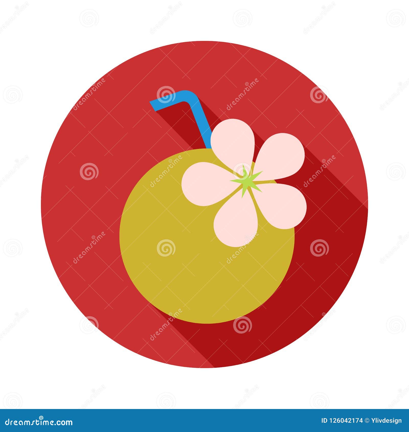Coconut Cocktail Icon, Flat Style Stock Illustration Illustration of icon, asian 126042174