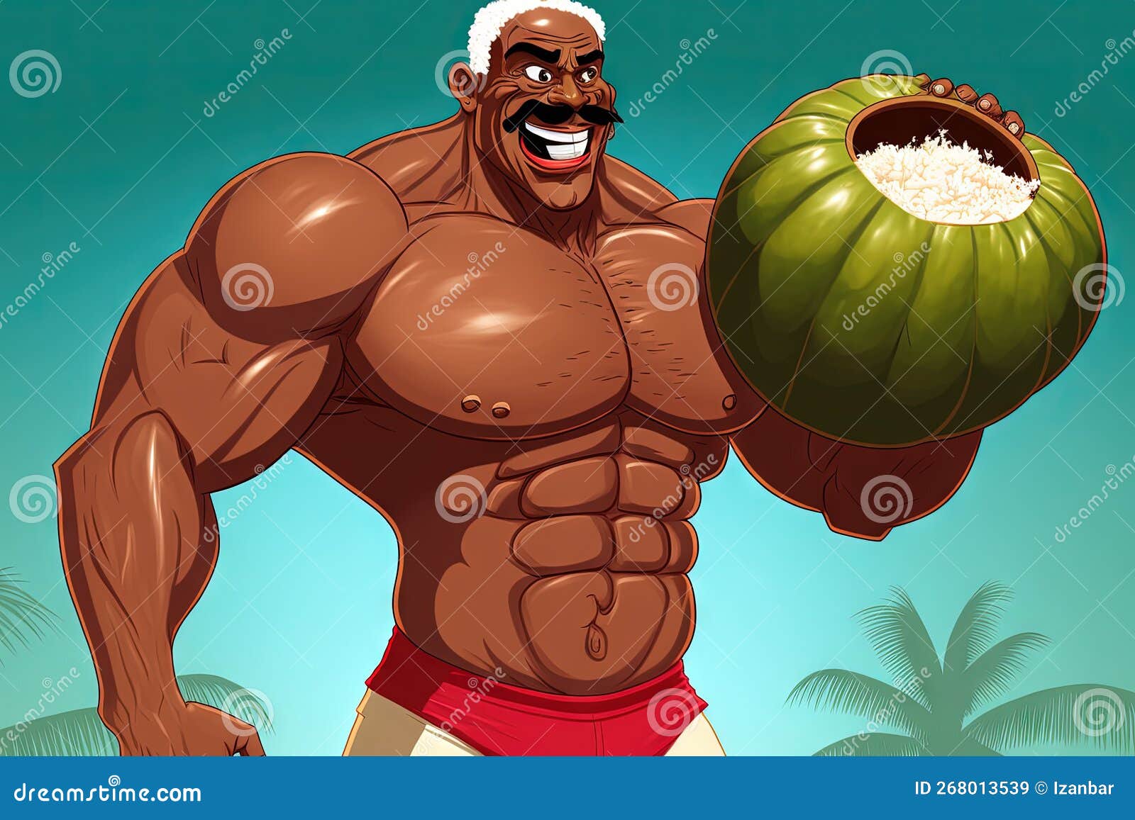 strong man body cartoon