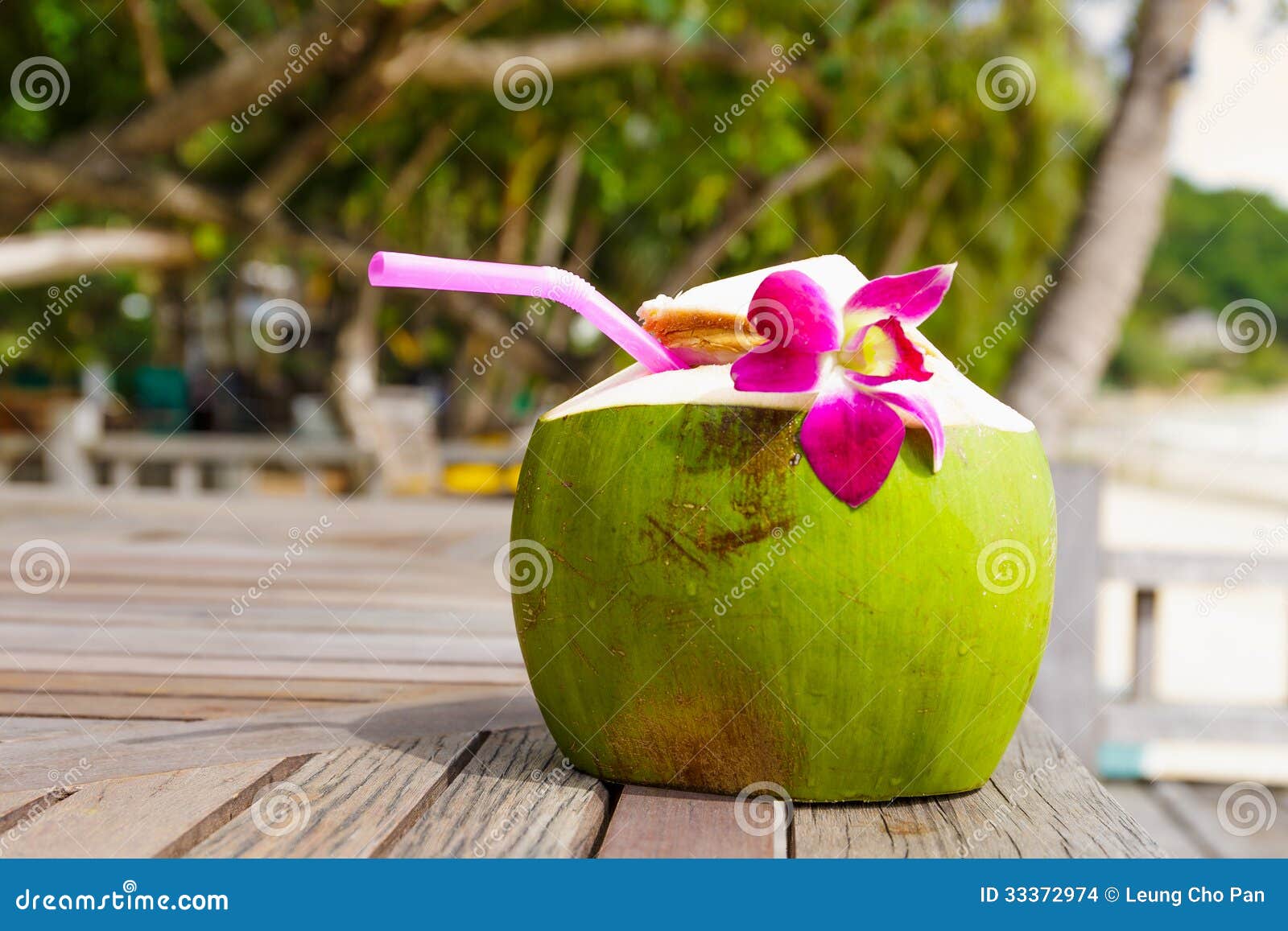 Coconut drink stock photo. Image of straw, sand, beach 33372974