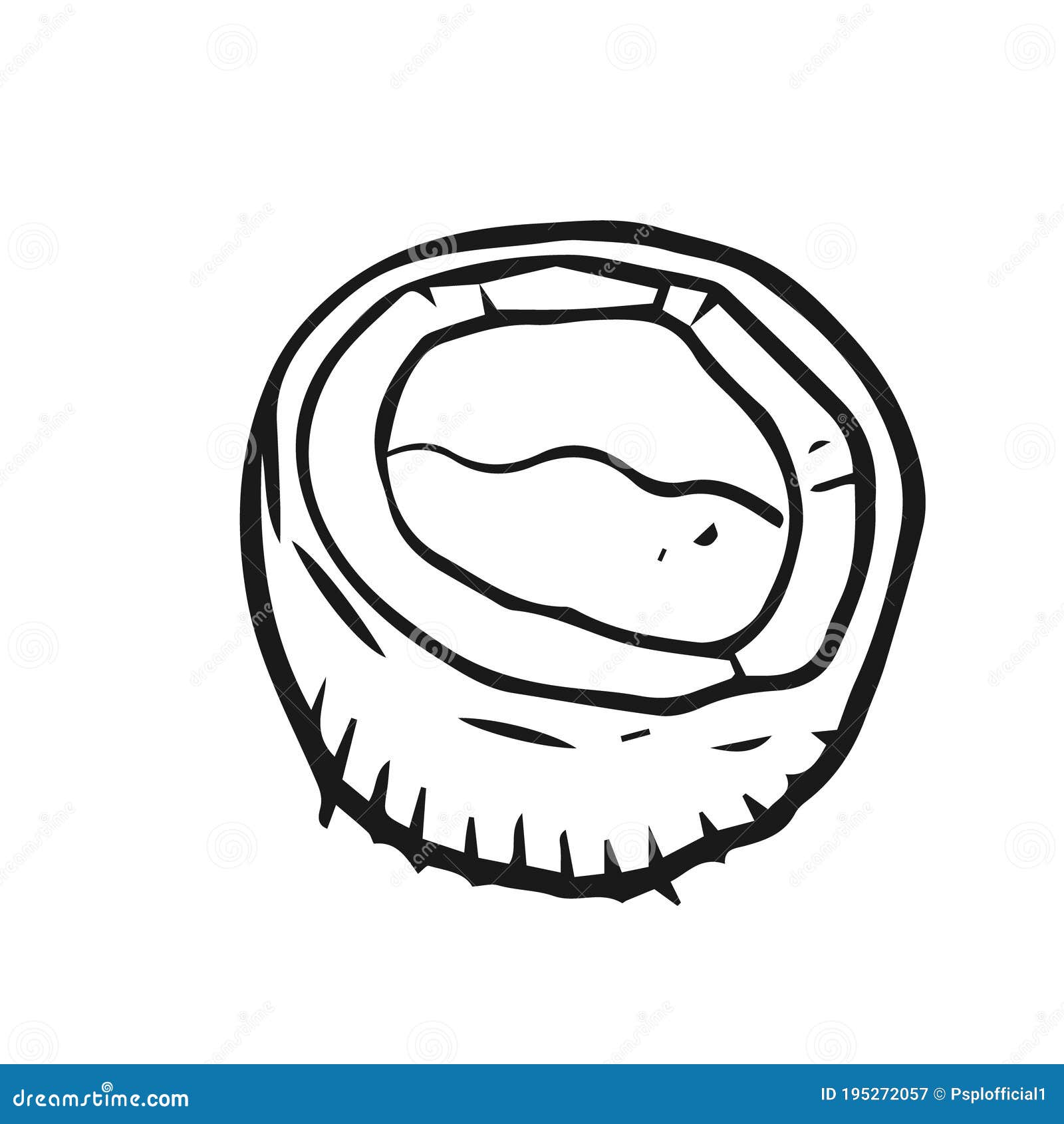 Coconut Fruit Outline Design Vector Flat Objects Stock Vector