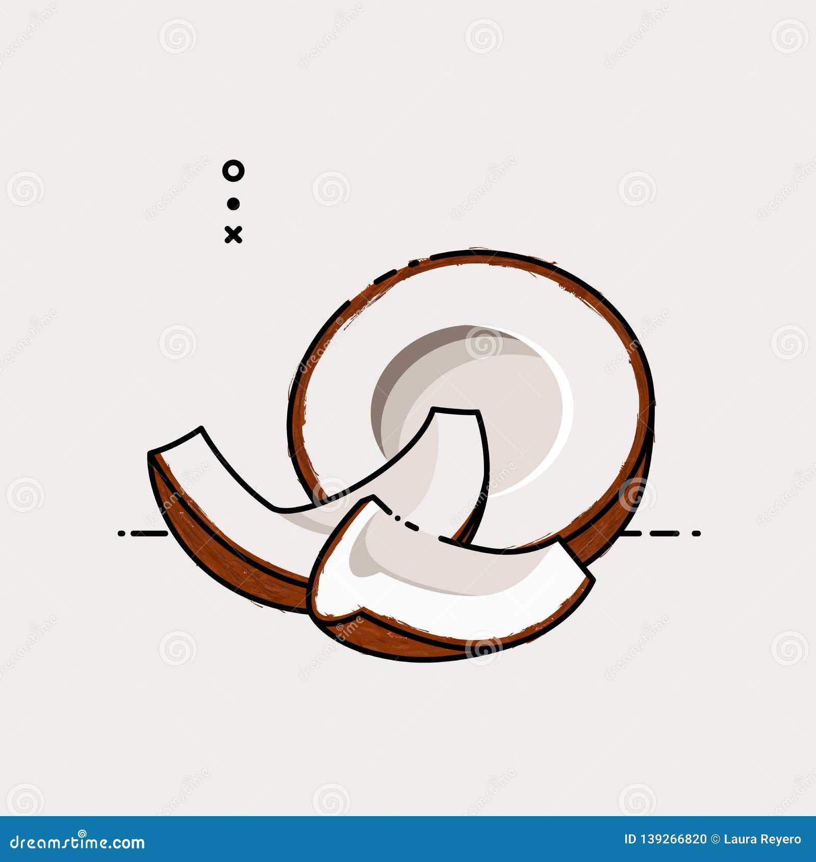 Coconut fruit with slice. stock illustration. Illustration of organic