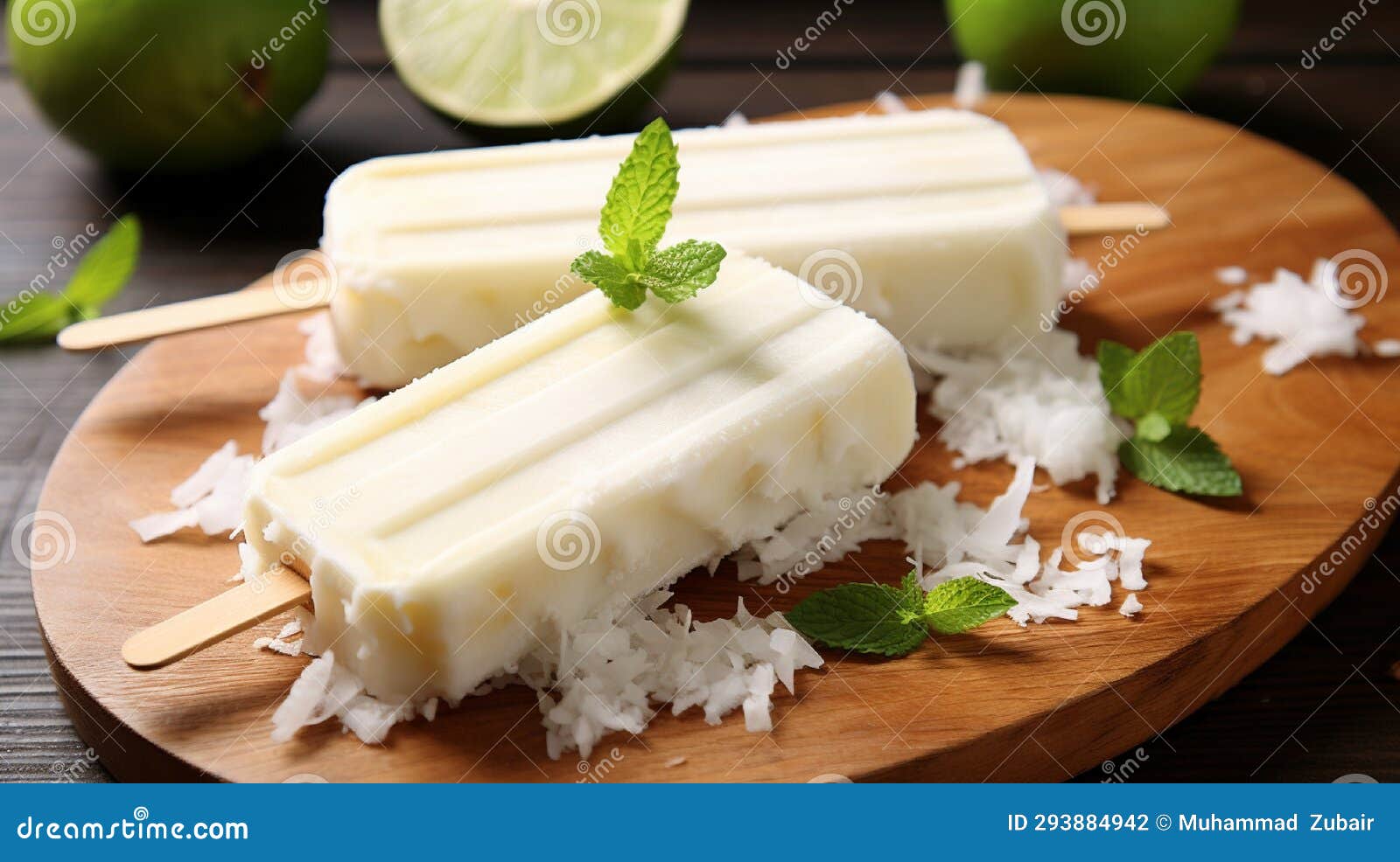 Coconut Ice Cream Popsicle Generated by AI Tool. Stock Photo Image of