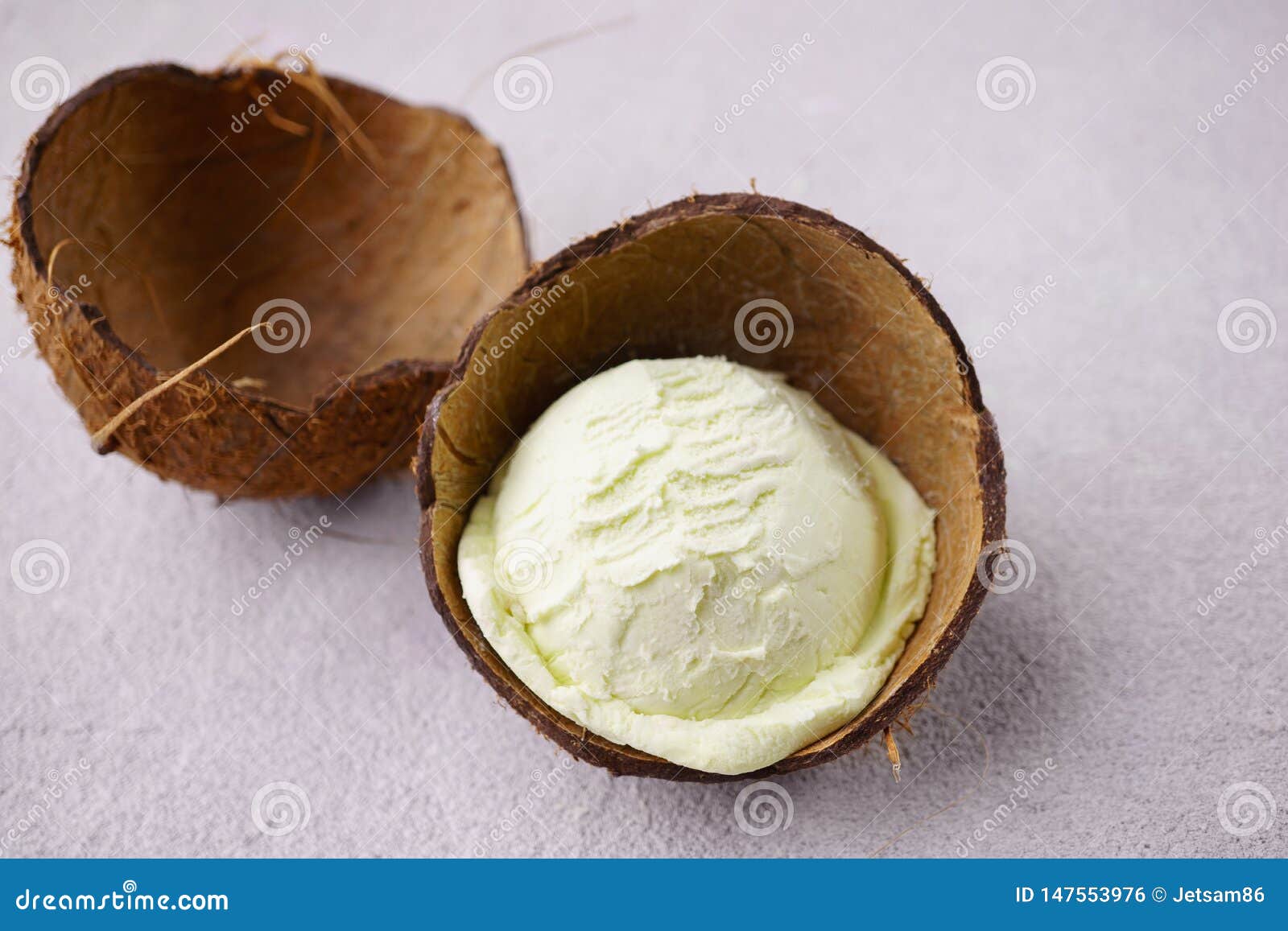 Coconut Ice-cream Scoop In Coco Shell Stock Photo - Image of fresh