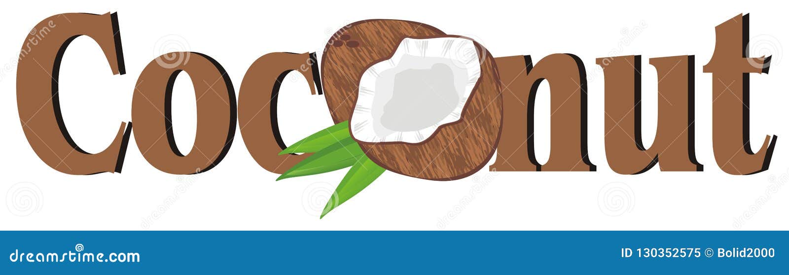 Coconut and large word stock illustration. Illustration of food 130352575