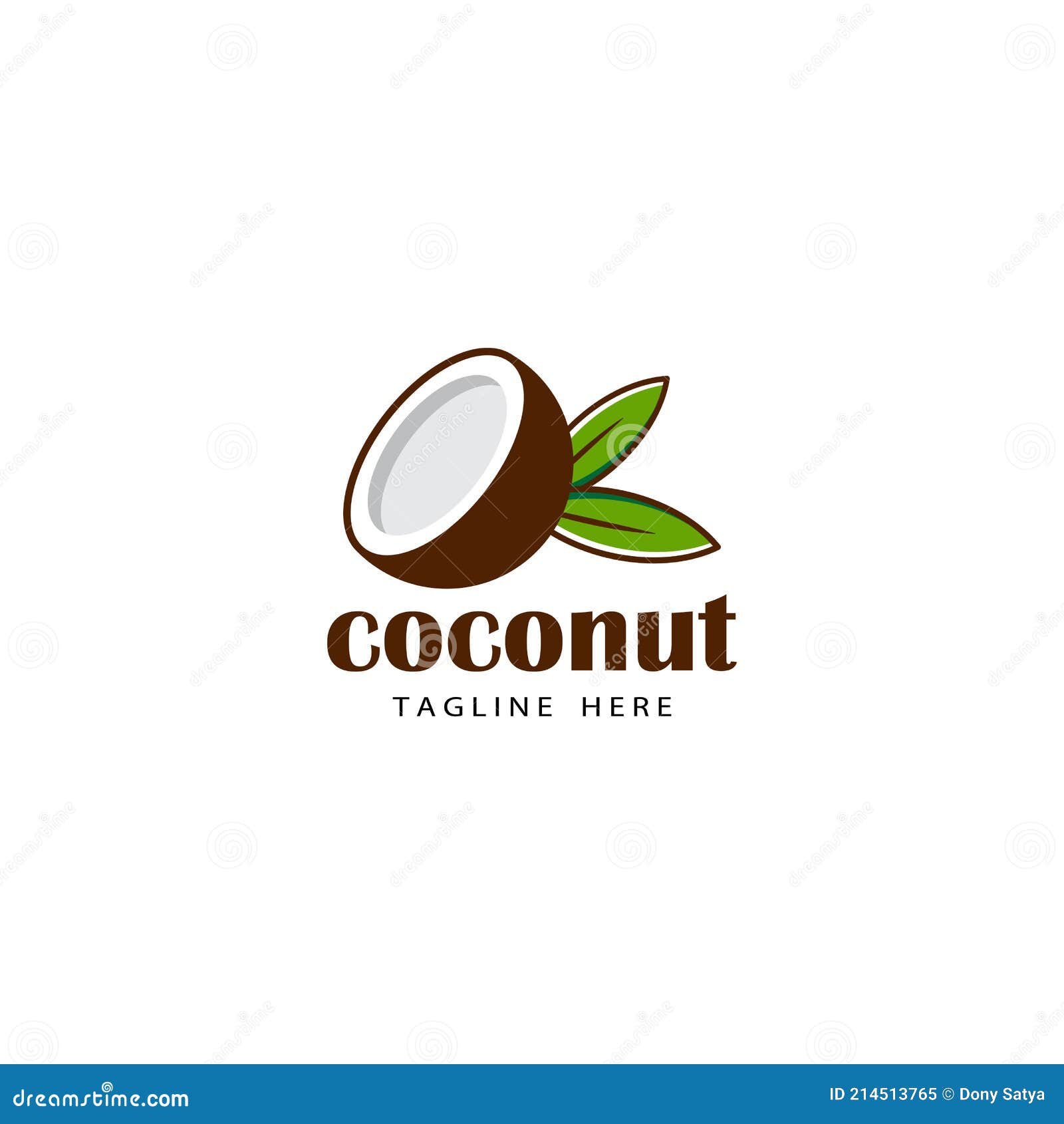 Split Coconut Logo Design Vector Stock Vector Illustration of green
