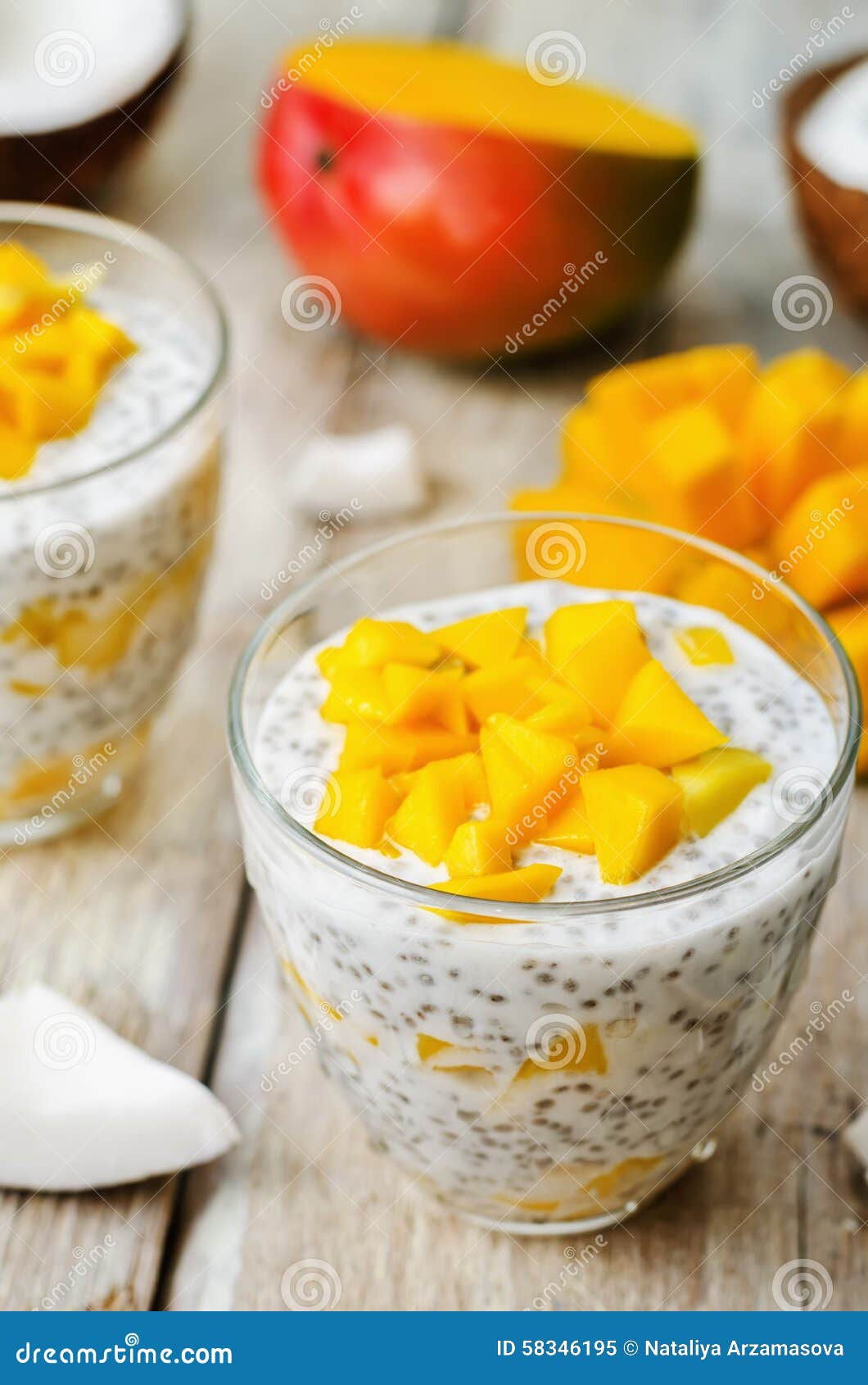 Coconut Mango Chia Seed Pudding Stock Image Image of closeup, seed