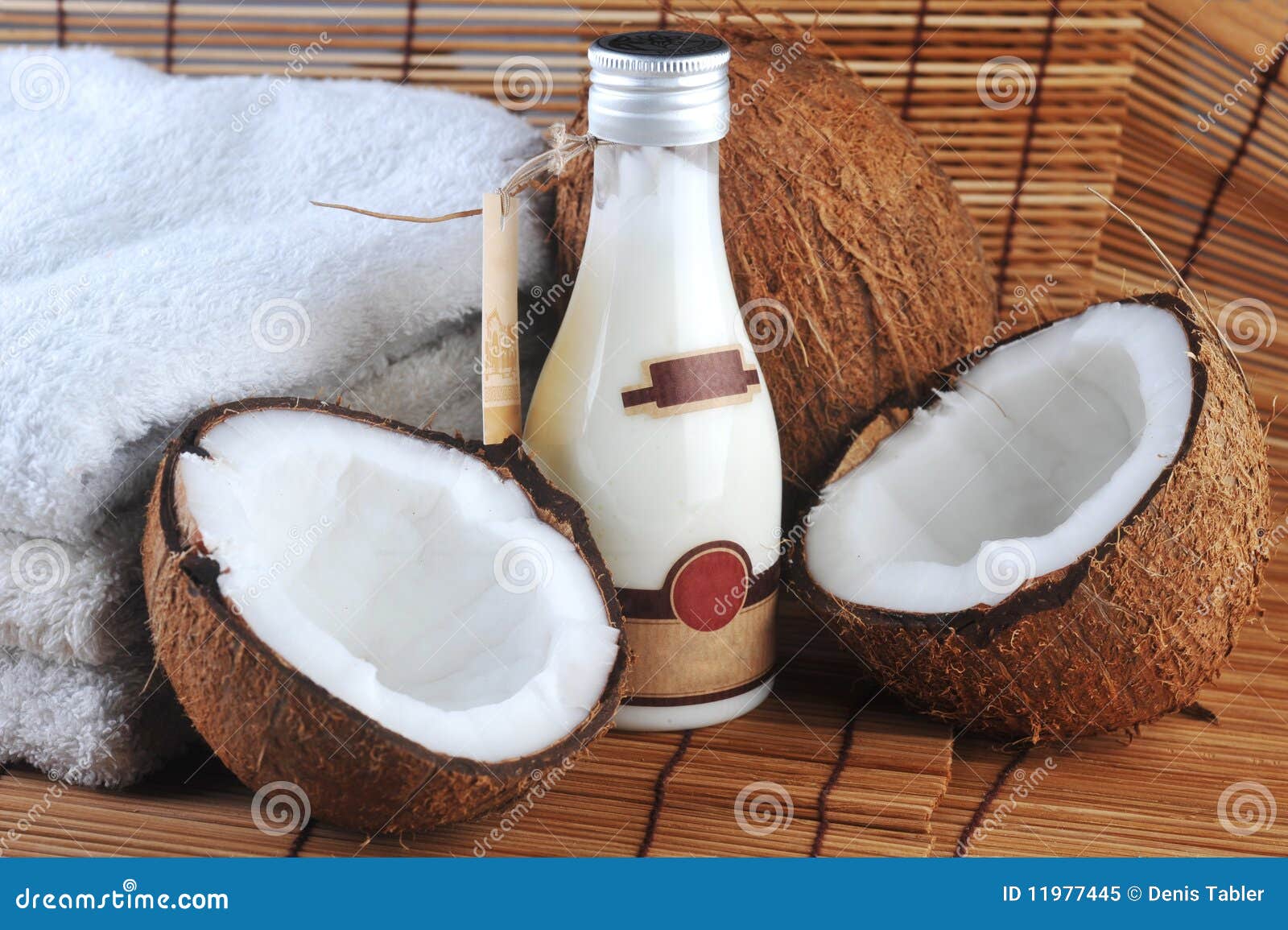 Coconut and massage oil stock image. Image of straw, objects 11977445