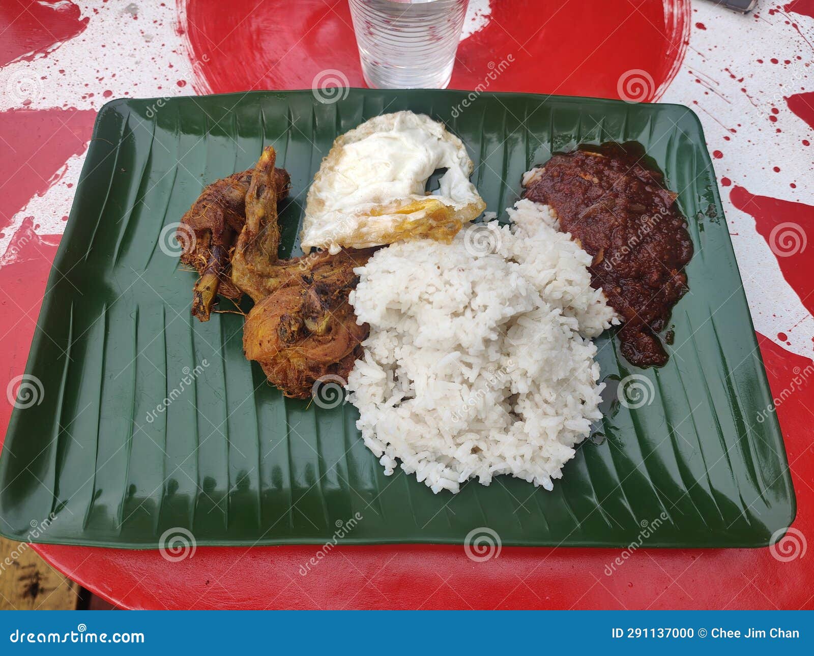 Coconut Milk Rice with Fried Chicken Stock Photo Image of coconut