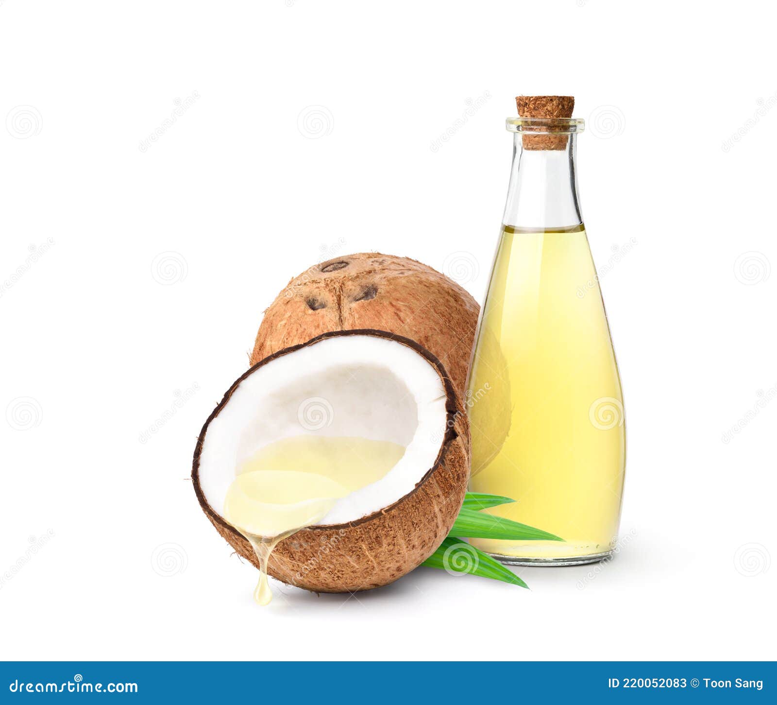 Coconut Oil Dripping from Coconut Cut in Half Stock Image - Image of ...