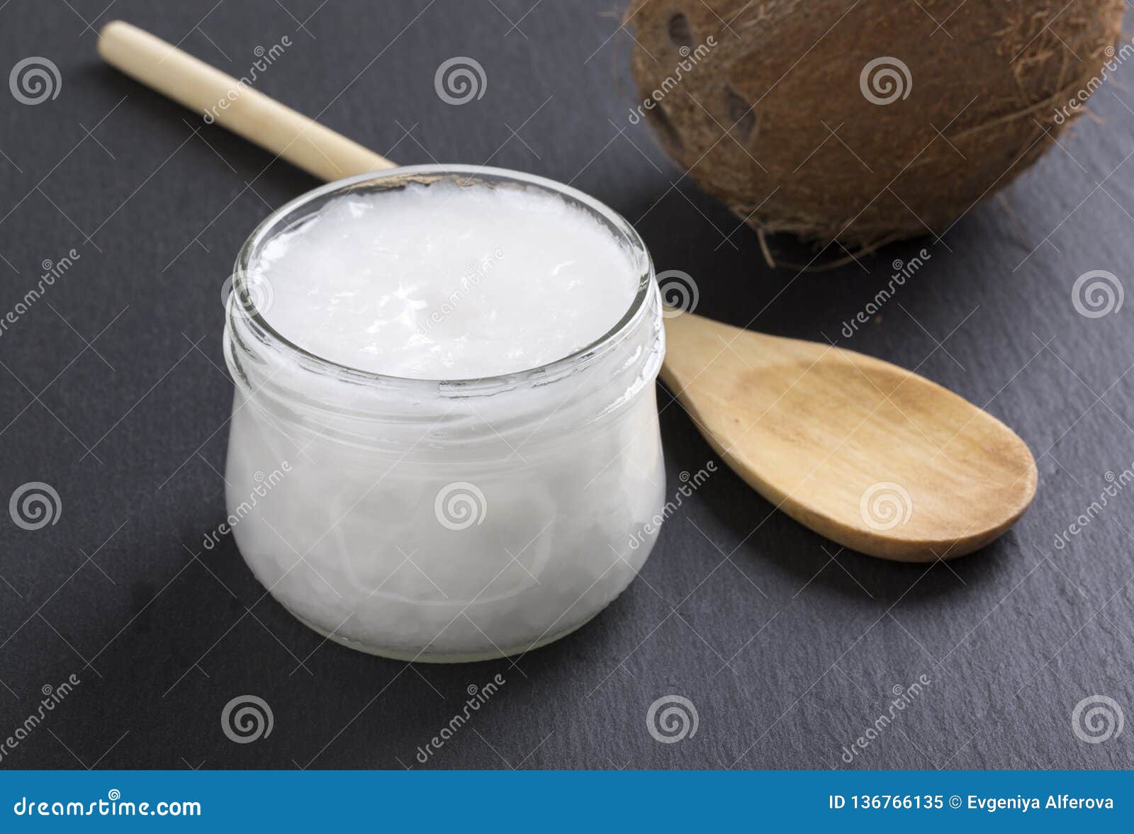 Coconut oil in a glass jar stock image. Image of closeup 136766135