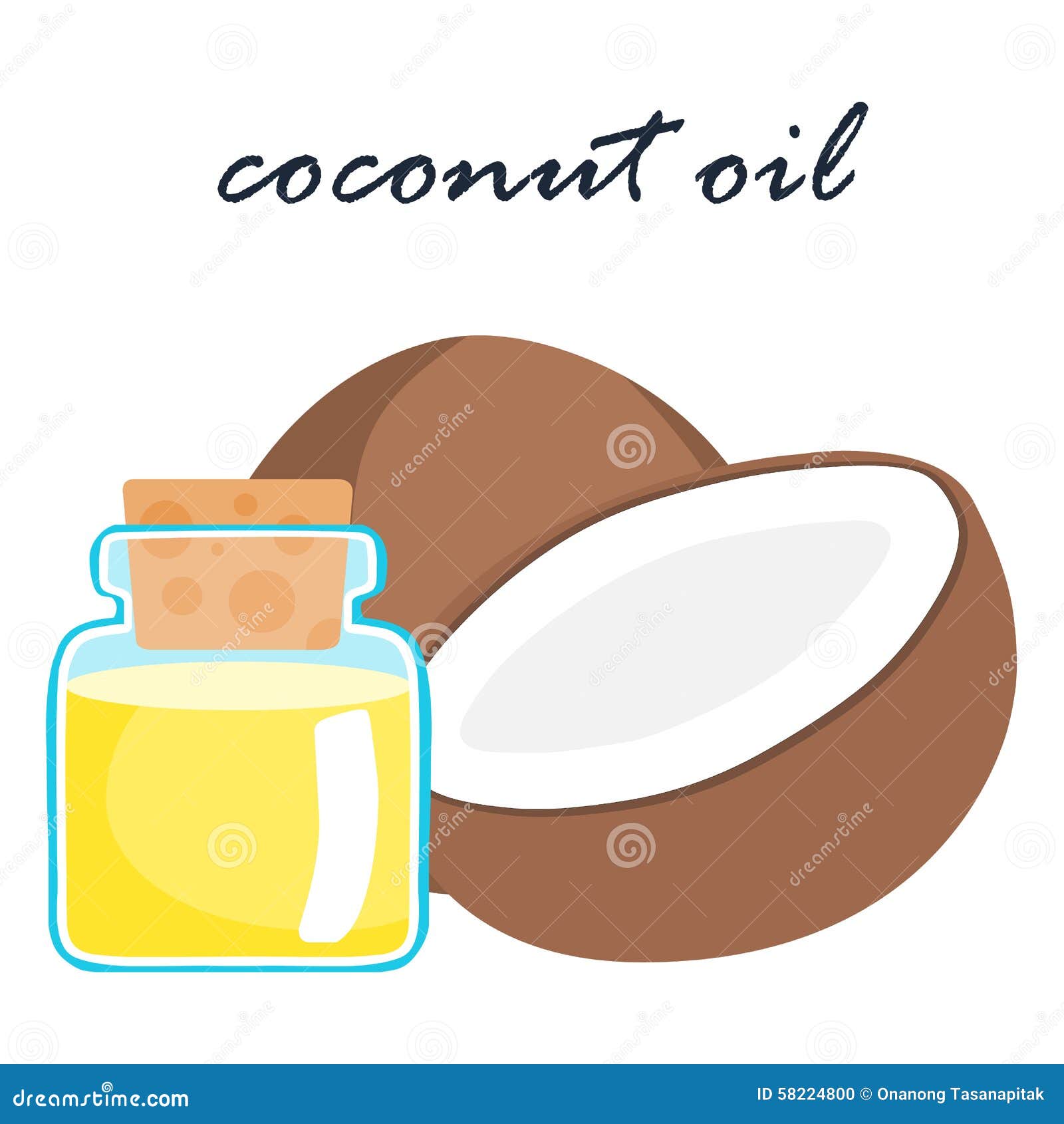 Coconut Oil Super Food Ingredient Illustration Stock Vector - Image ...