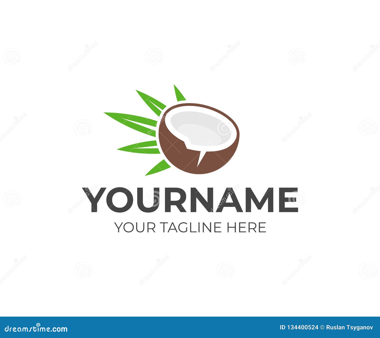 Coconut and Palm Green Leaf Logo Design. Coconut Water Vector Design