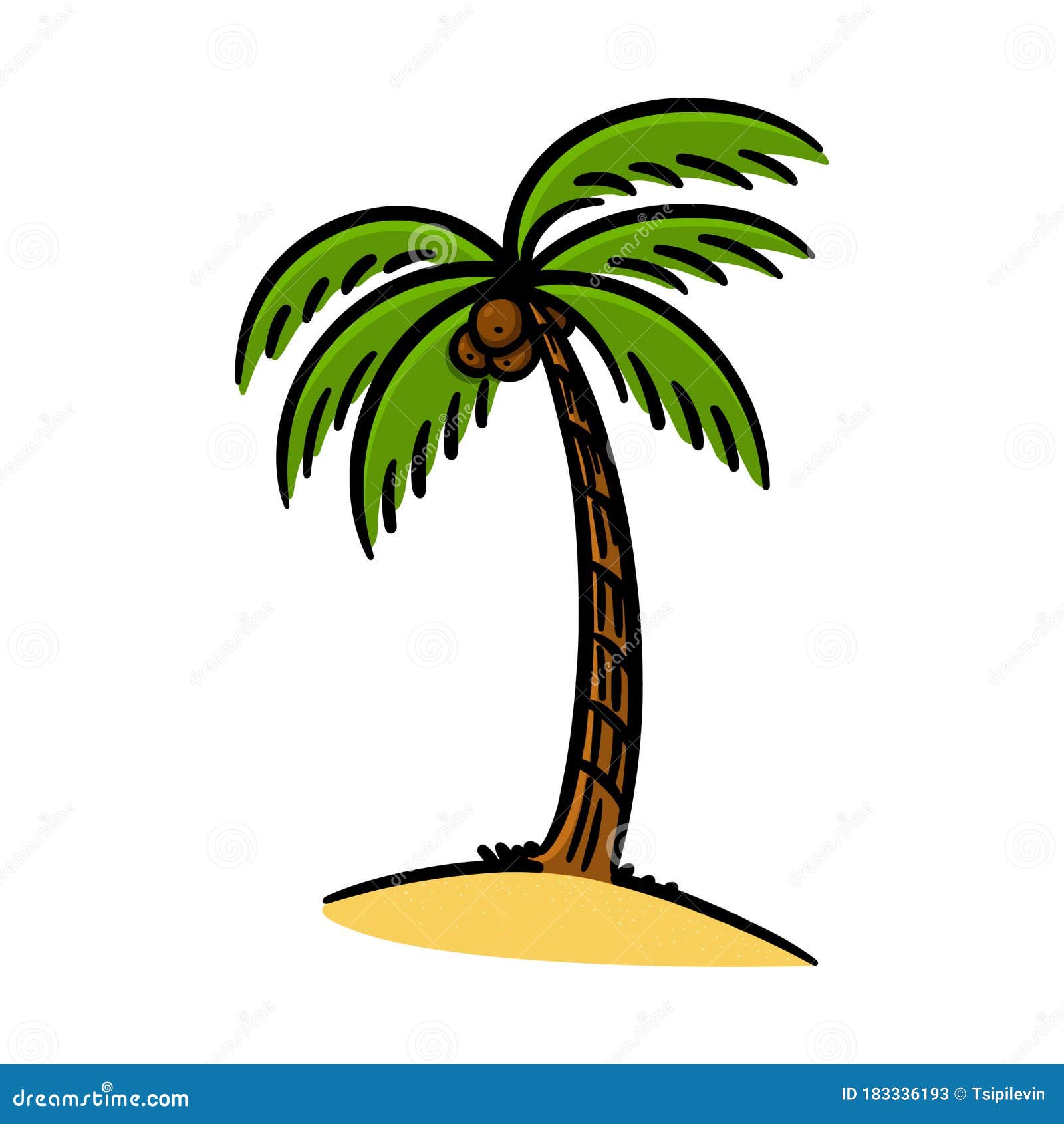 Coconut Palm Tree Outline Illustration Stock Illustration ...
