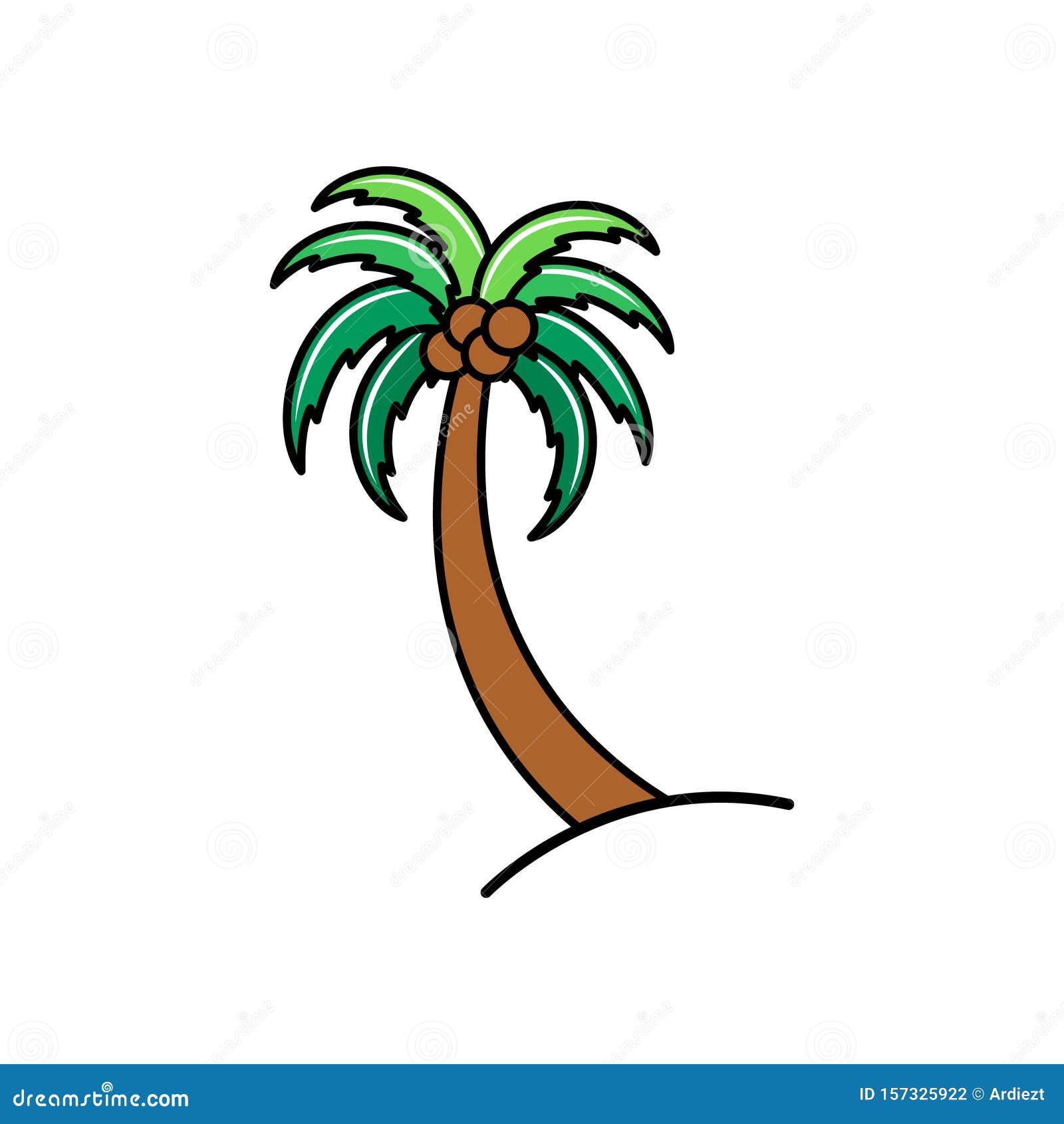 Coconut, Palm Tree Silhouette Icon. Simple Flat Vector Illustration ...