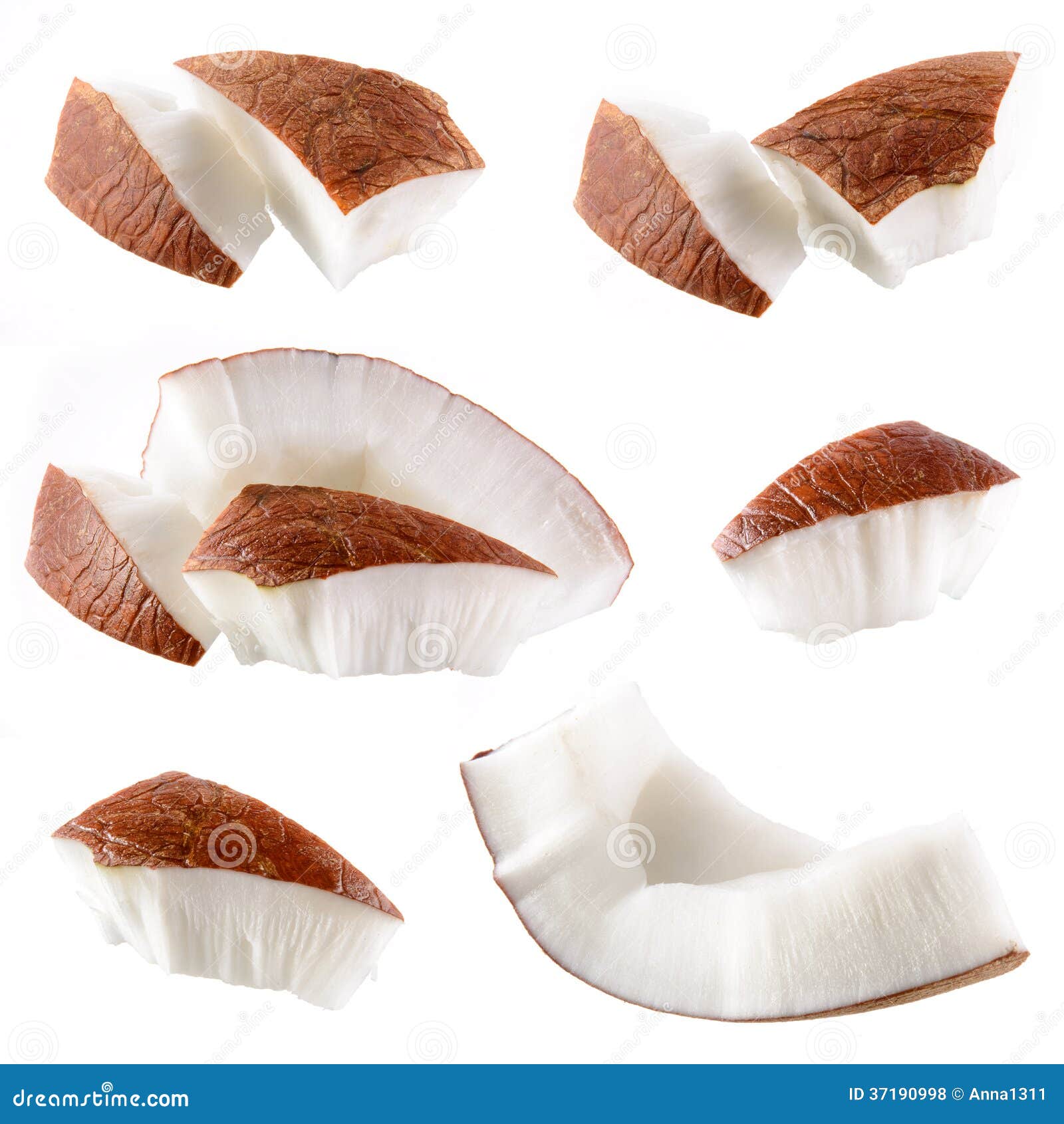 Coconut. Pieces Isolated on a White Stock Photo Image of sweet
