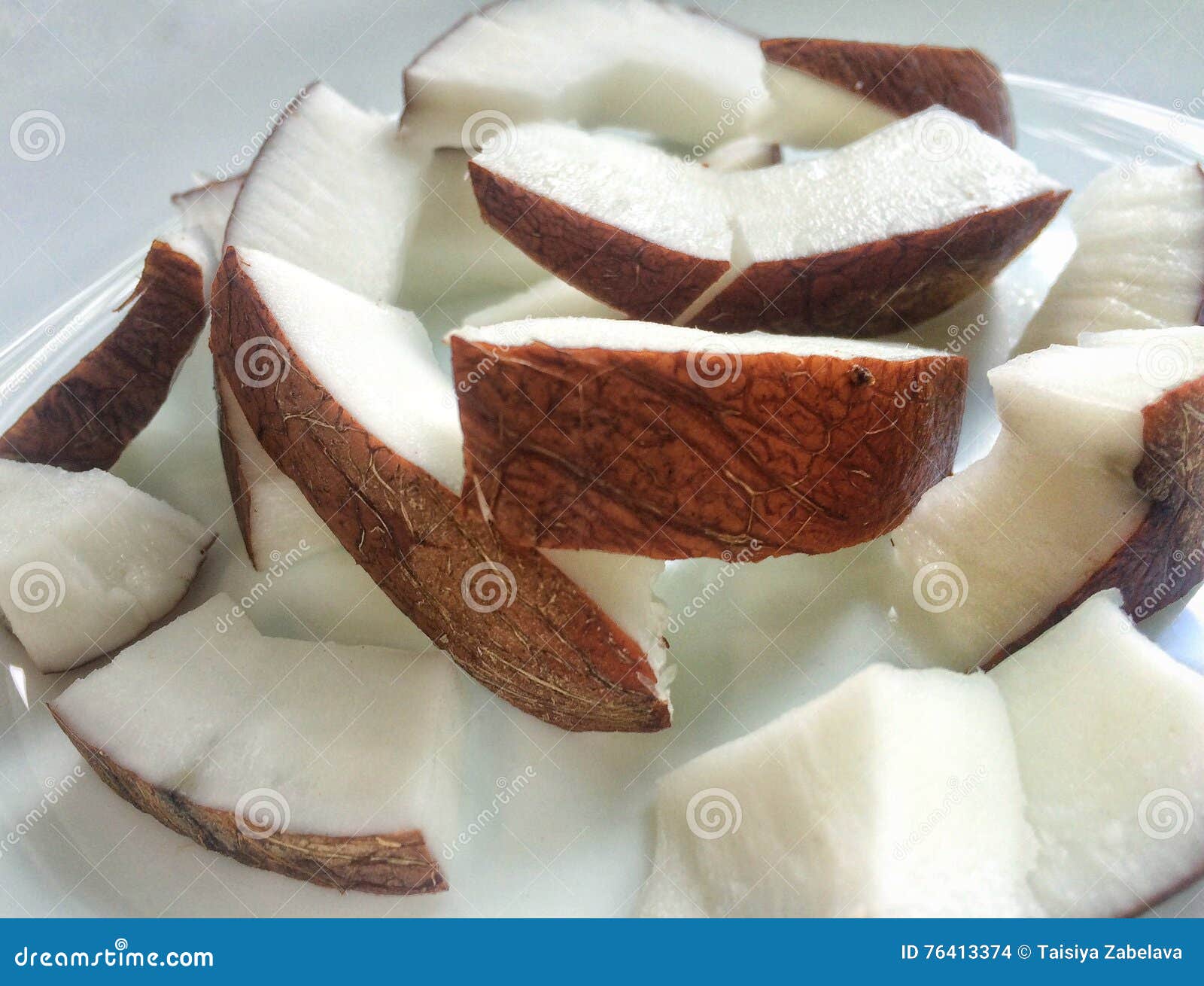Coconut pieces stock photo. Image of coconut, food, white 76413374