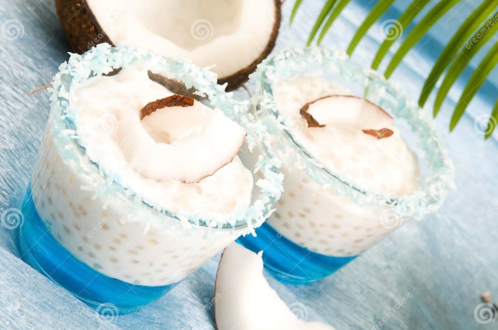 Coconut Pudding with Tapioca and Litchi Jelly Stock Image Image of